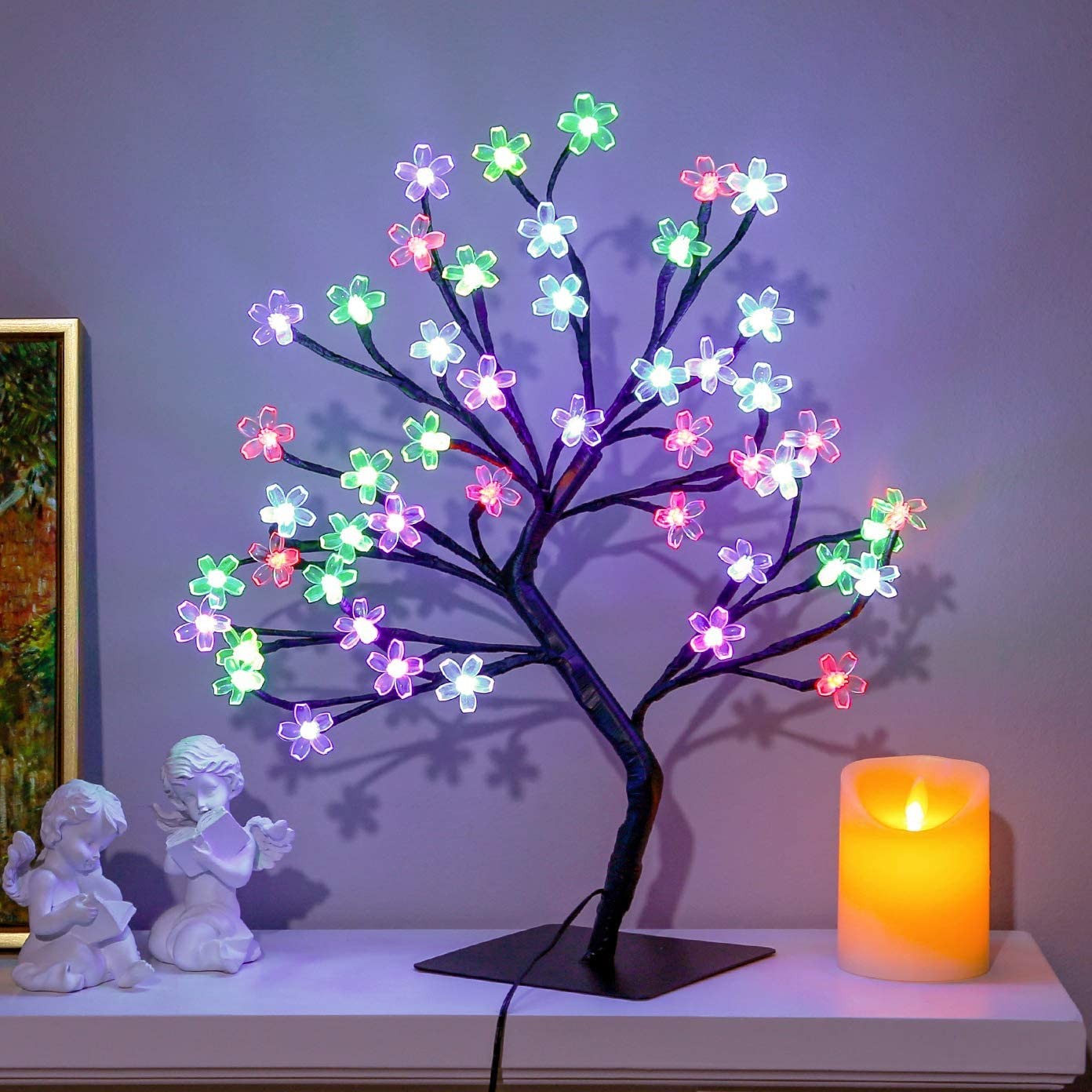 2 PCS 16 ColorChanging 48 LED Artificial Lighted Cherry Blossom Tree Light