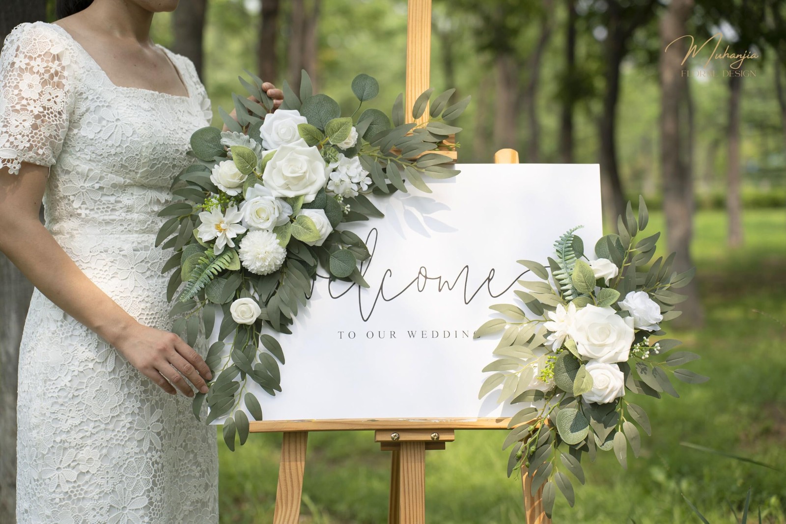 Wedding Sign Faux Flower Swag (Pack of 2) for Ceremony Party Reception Entran…