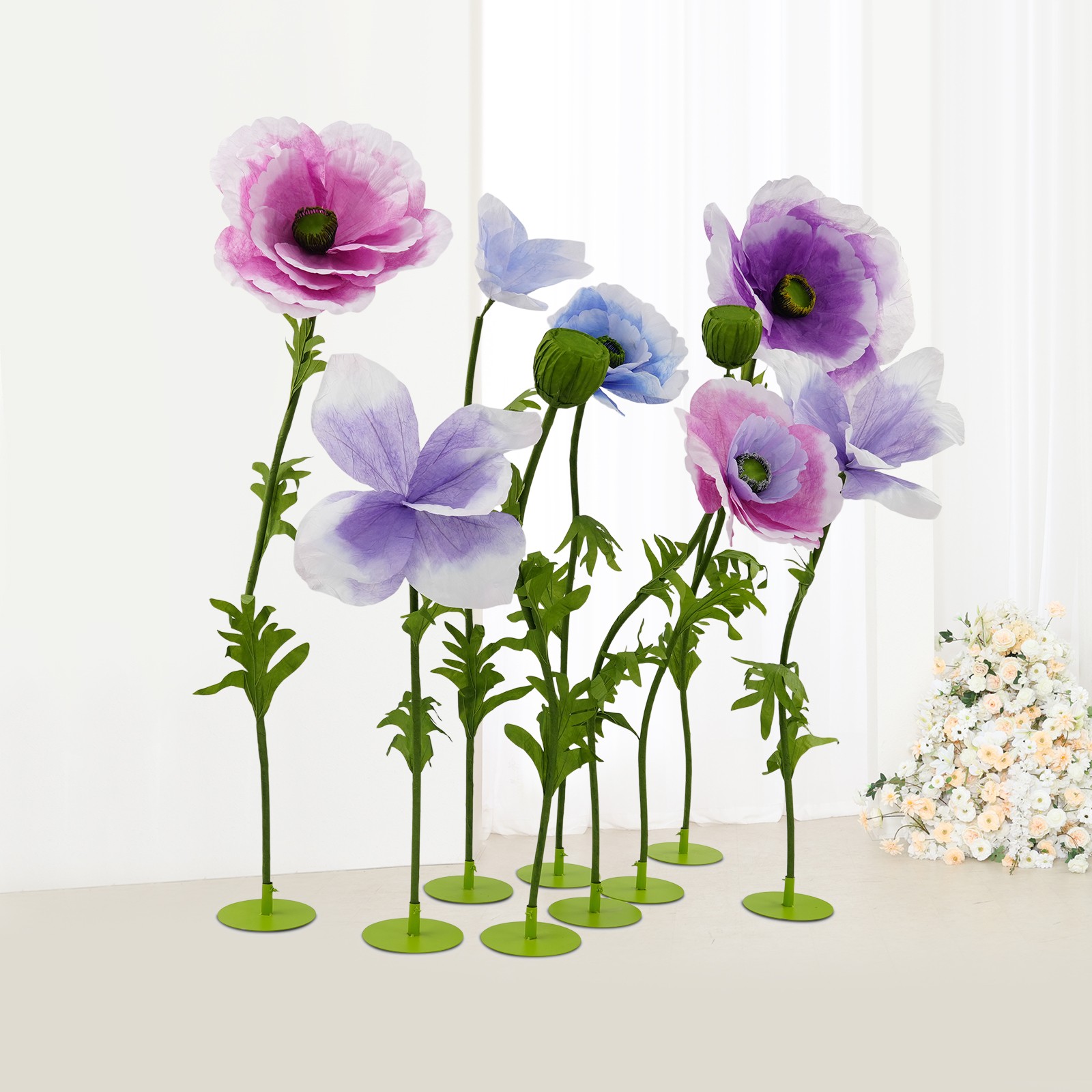 9-Piece Set of Large Fake Flowers, Artificial Flowers, Giant Artificial Flowers