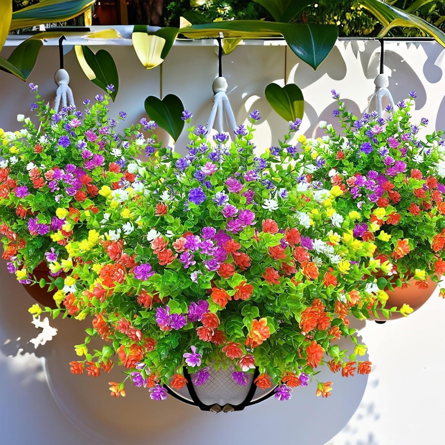 12Bundles Outdoor Artificial Flowers Mix-Colored Faux Greenery Plants Home Decor