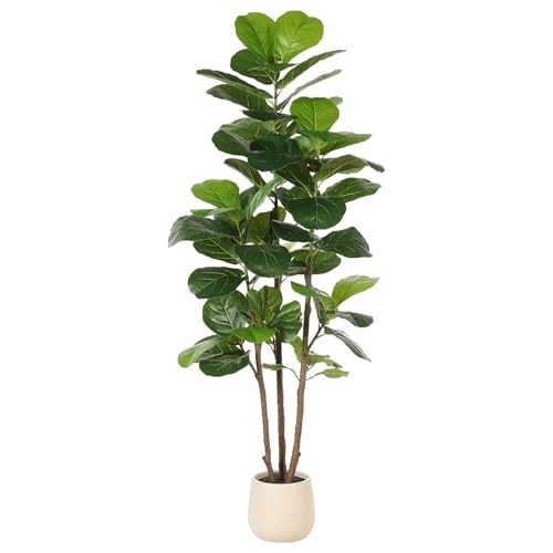 Fiddle Leaf Fig Tree Artificial with Tall Exquisite Planter | Faux Fiddle 6ft