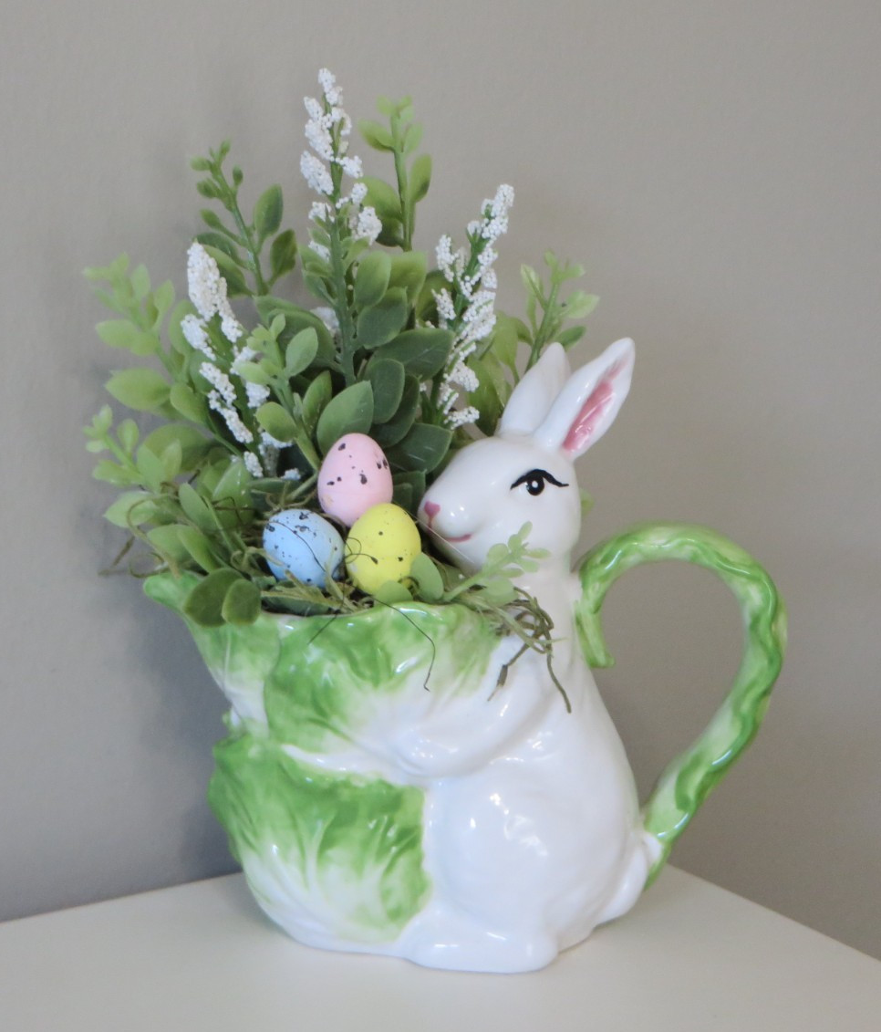 Easter Floral Arrangement in Small Decorative Ceramic Creamer – Home Decor #621