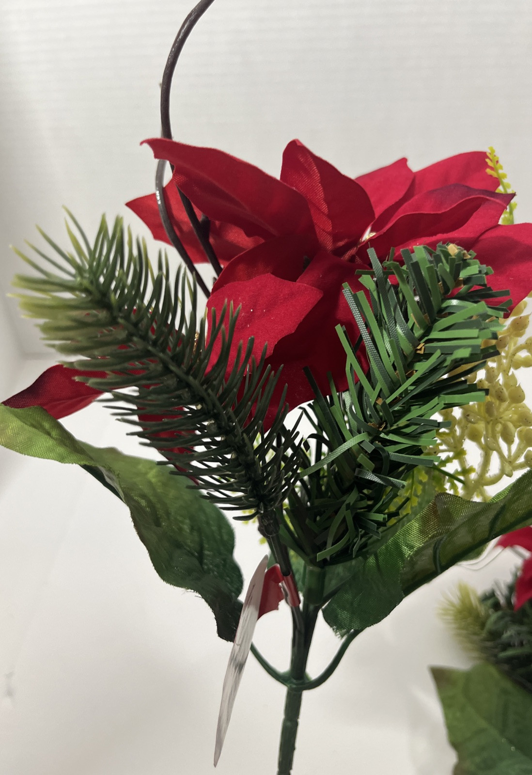 Lot Of 3 Red Poinsettia Mix Pick Artificial Flowers 12 Inch Decor NWT