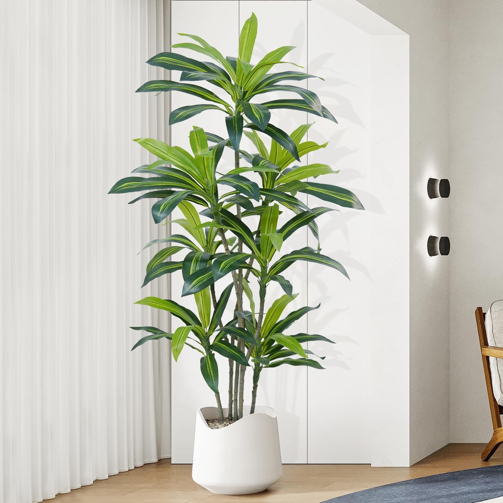 6Ft Dracaena Plant Artificial Tree Fake Tropical Floor Plants Potted (Real To…