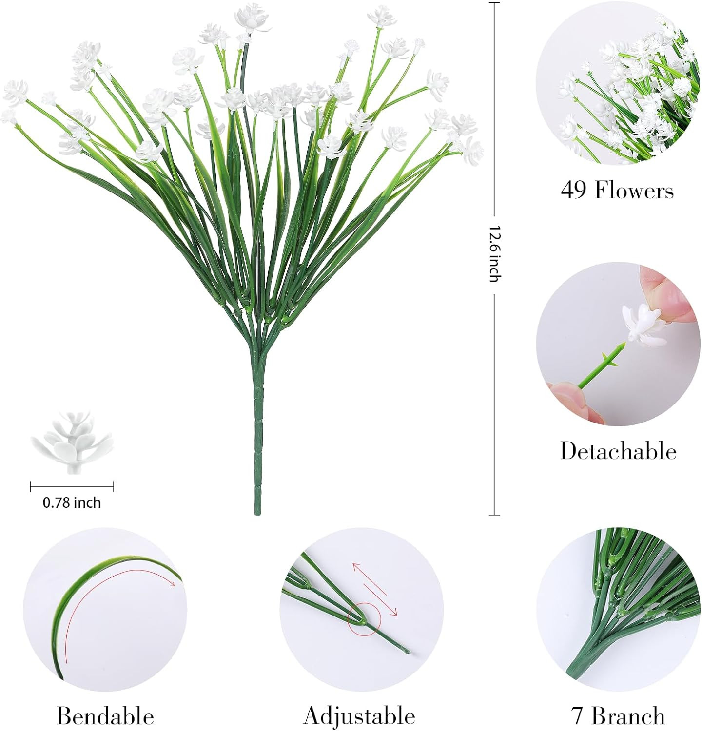 24 Bundles Artificial Flowers Outdoor,No Fade Fake Plastic Flowers Faux Plants f