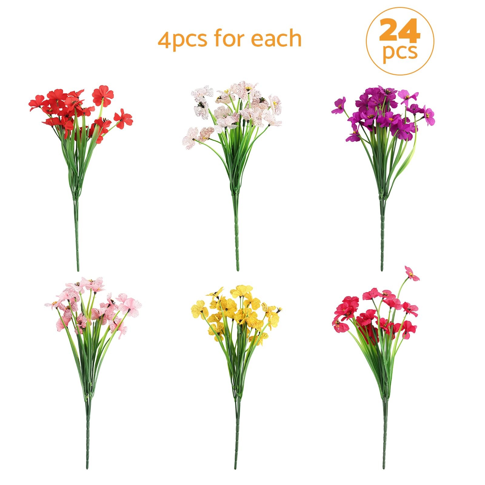 24PCS Artificial Flower Daisies and Eucalyptus Leaves,UV Resistant Faux Flowe…