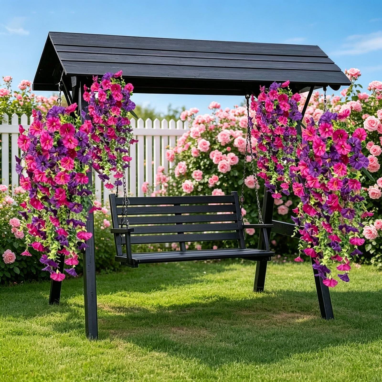 4PCS Artificial Morning Vines UV Resistants Hanging Flowers Outdoor Decor Z9C4