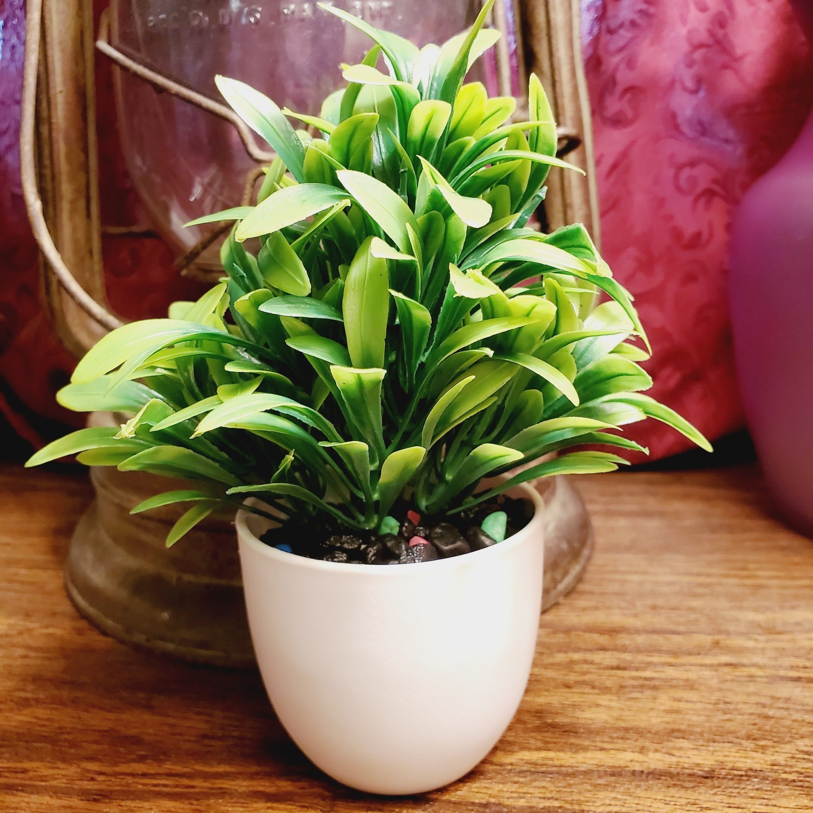 Mini Artificial Potted Plant Small Faux Greenery Spring Grass Bonsai Desk Decor