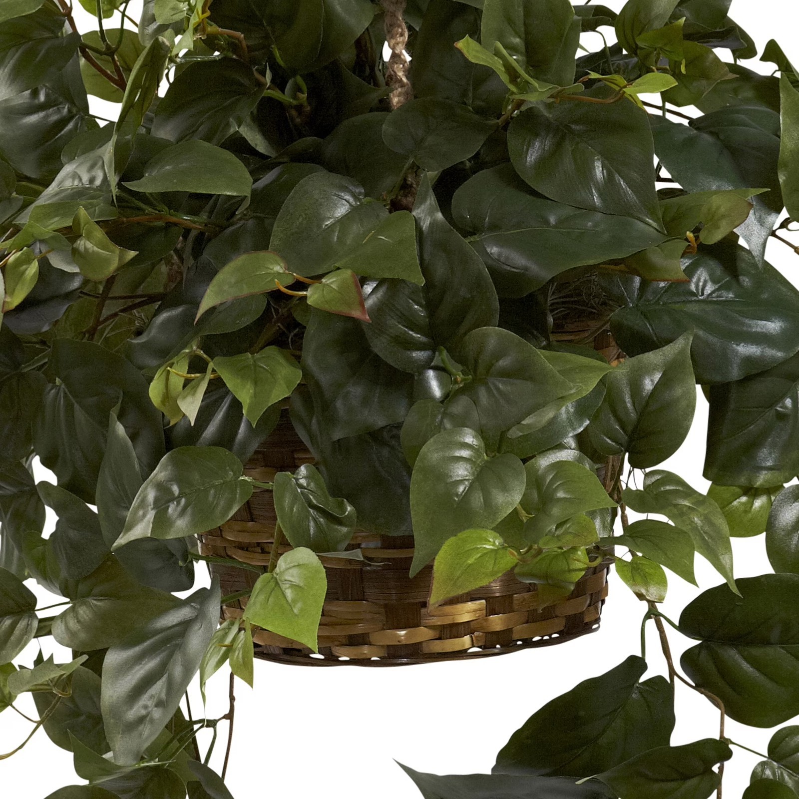 24 Inch Artificial Philodendron Plant Hanging Basket Silk Faux Greenery Indoor