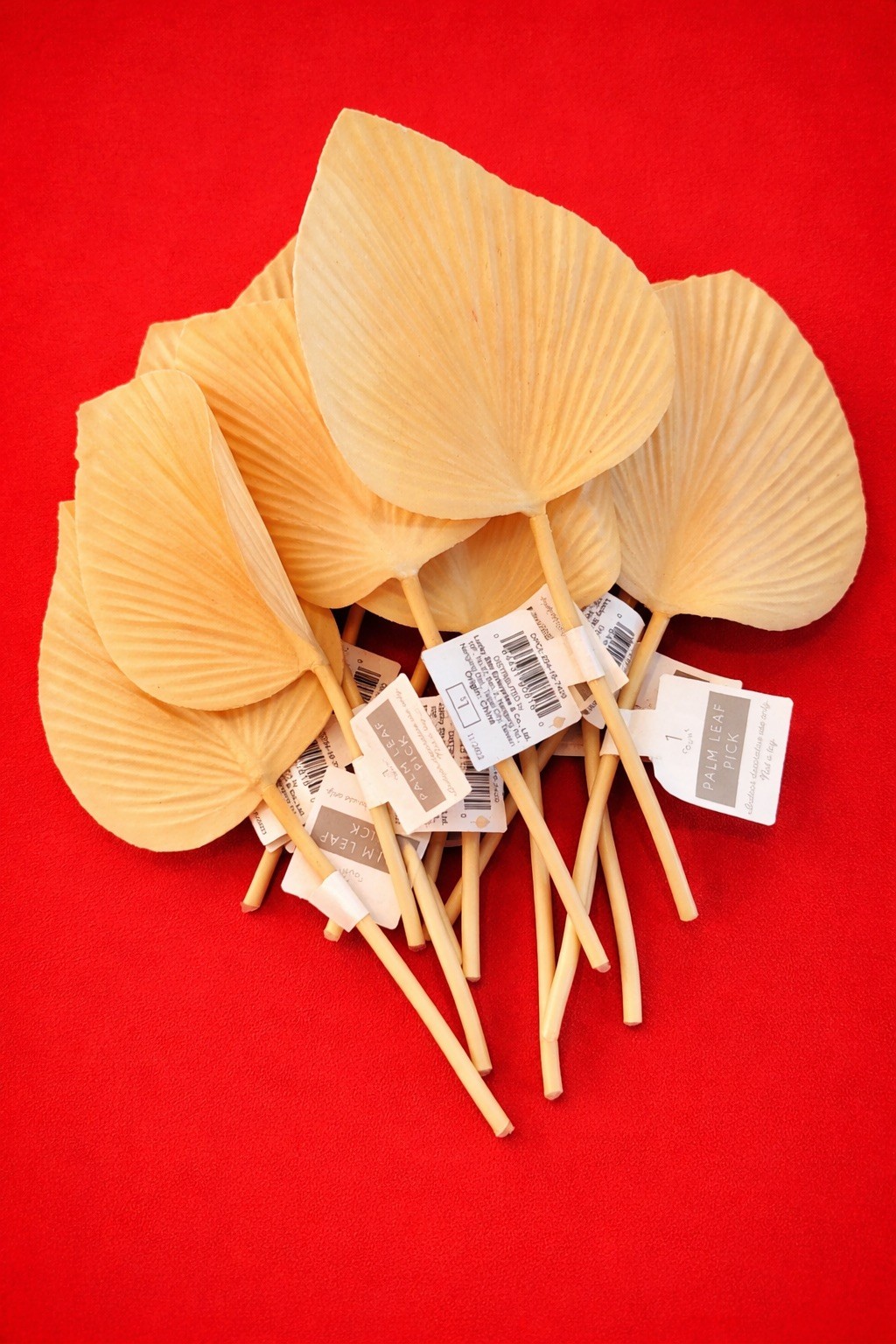 Set of 12 Palm Leaf Picks 8” Natural Dried Decorative Leaves 3.5” Wide
