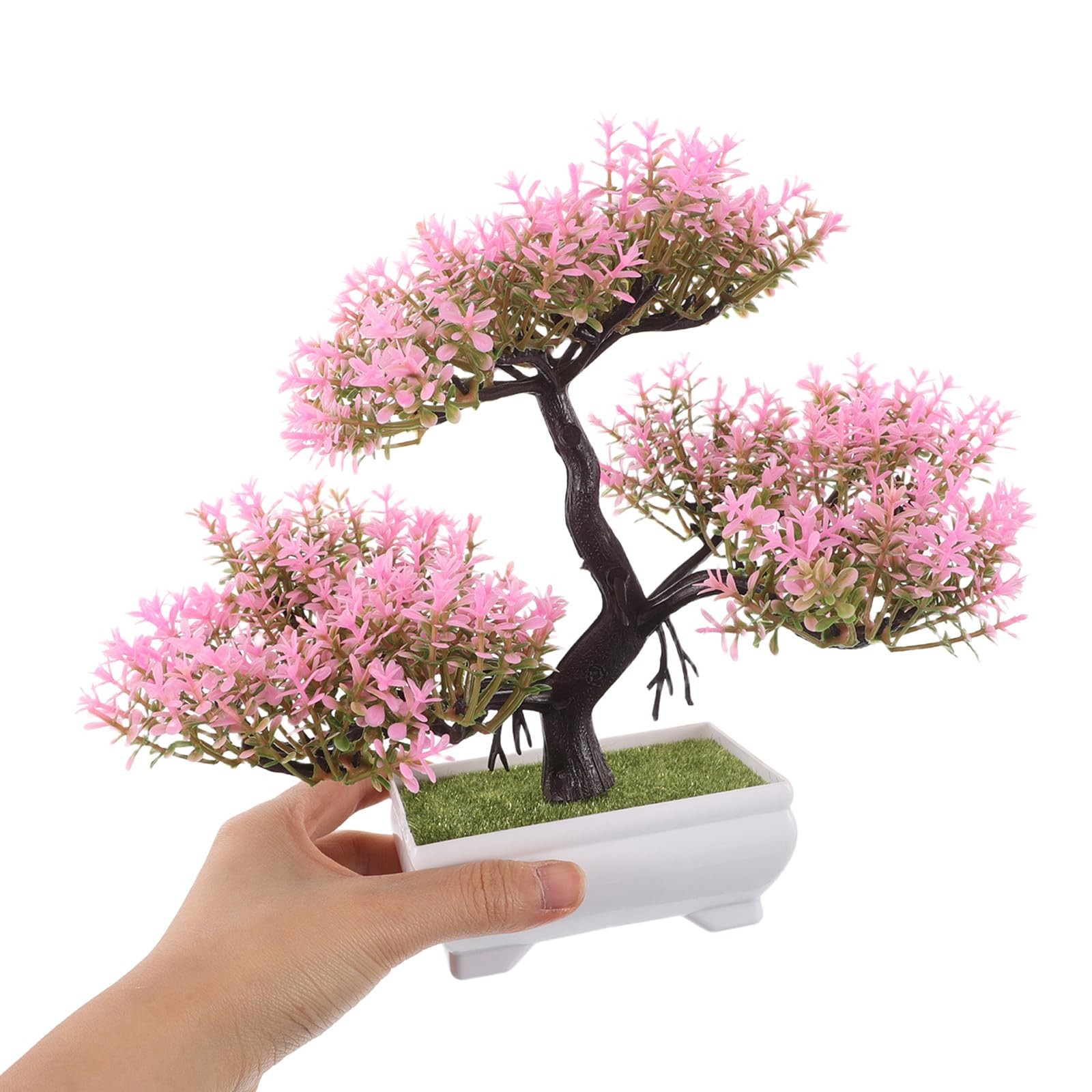 Artificial Bonsai Tree Small Desk Plants Pink Faux Bonsai Imitation Cherry Bl…