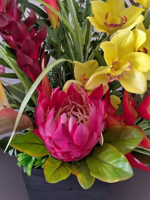 Artificial tropical floral arrangement