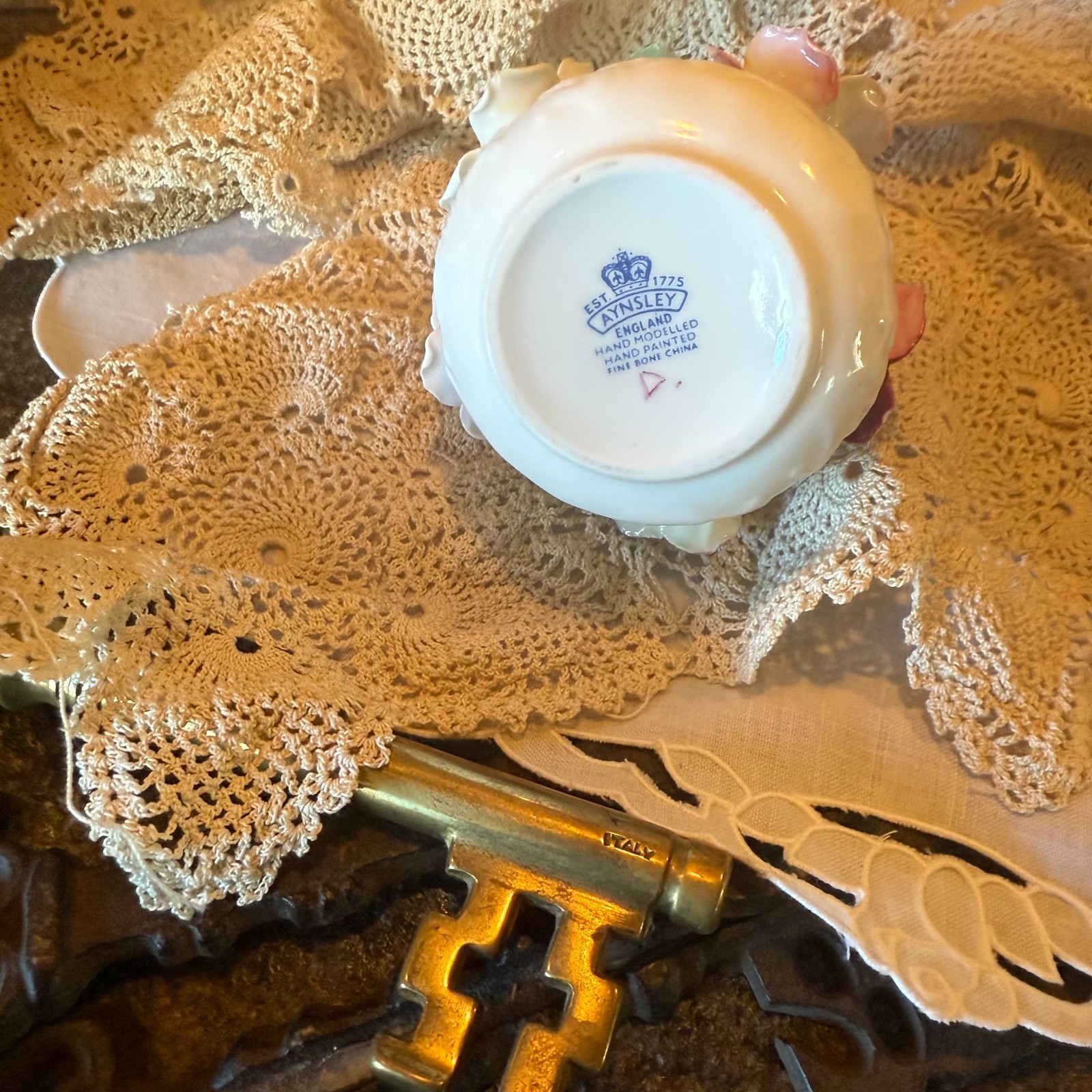 Vintage Aynsley England Fine Bone China Flowers Hand Modeled