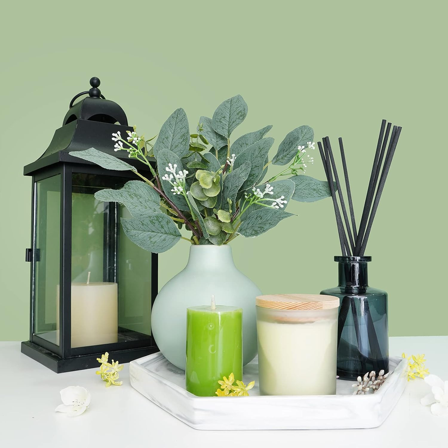 Mixed Eucalyptus Leaves Stems Bulk Artificial Eucalyptus Leaves Sprays Faux Oval
