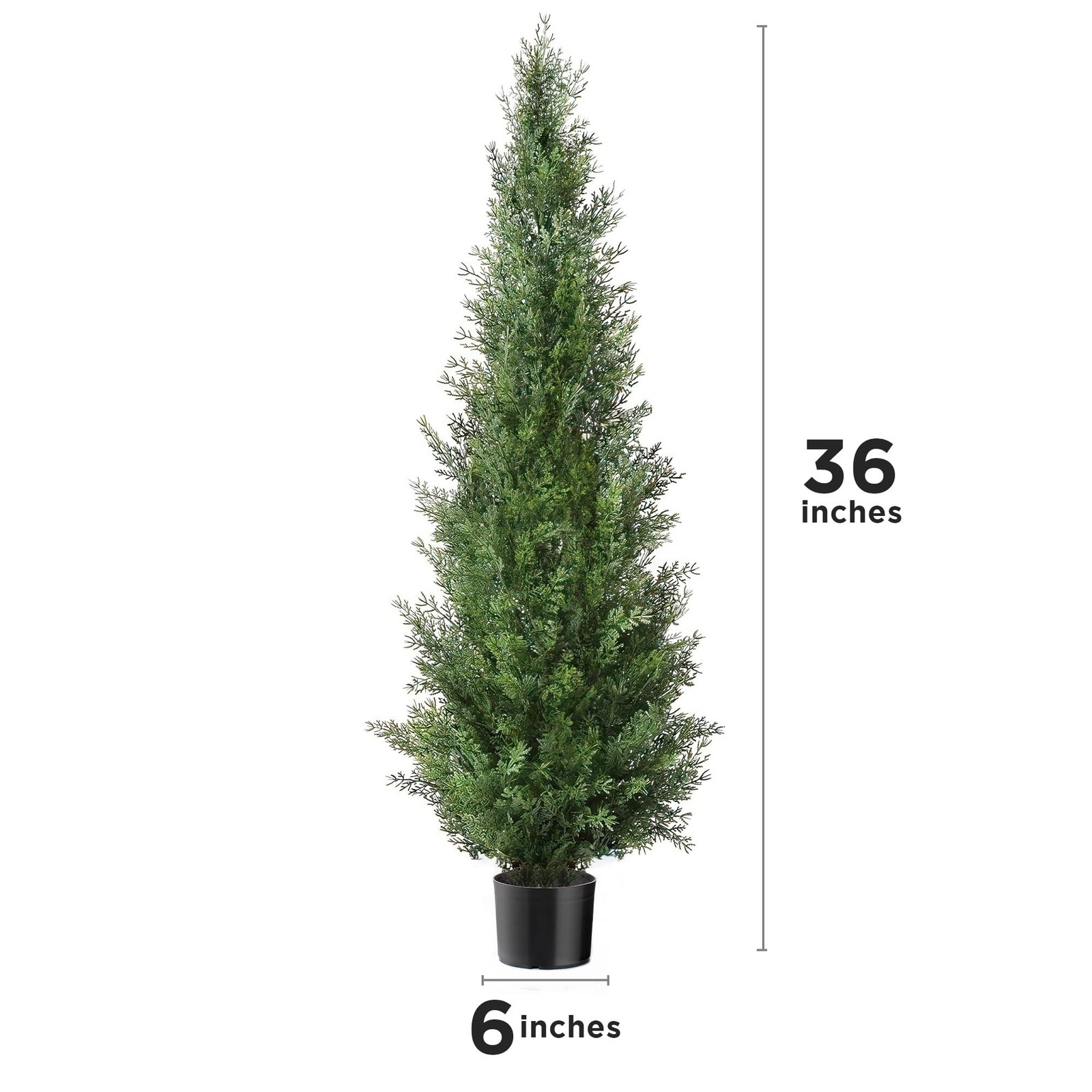 Two Pre-Potted 3 Feet Faux Cedar Tree, Lifelike UV Protected Front Door Decor…