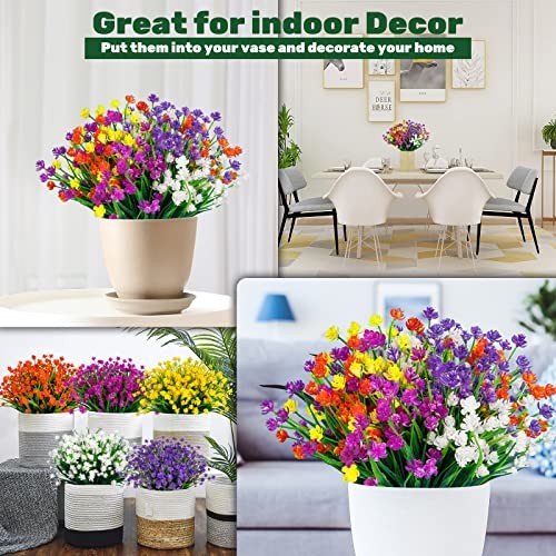 20pcs Artificial Fake Flowers,Plastic Flowers for Outdoor 20 PCS Mix Color