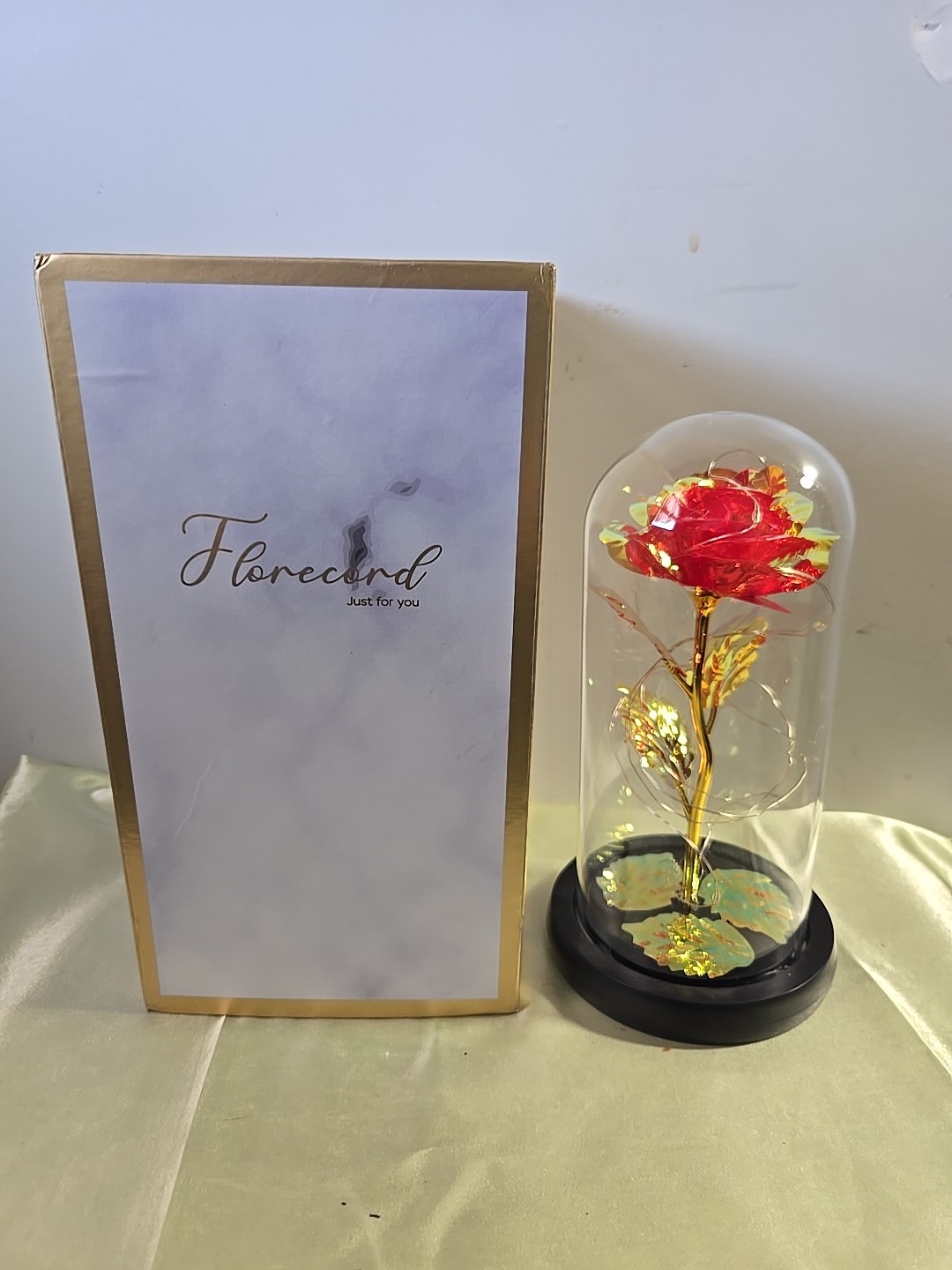 Red Rose In A Dome With Lights. for That Special Person.