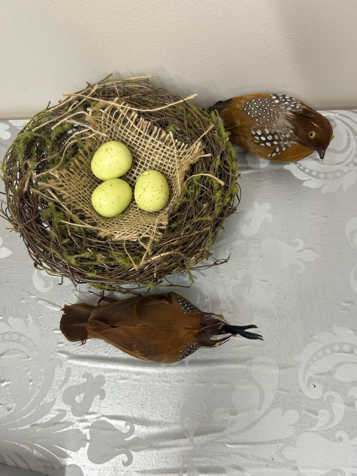 Feathered Artificial Birds And Nest Beautiful Home Decor