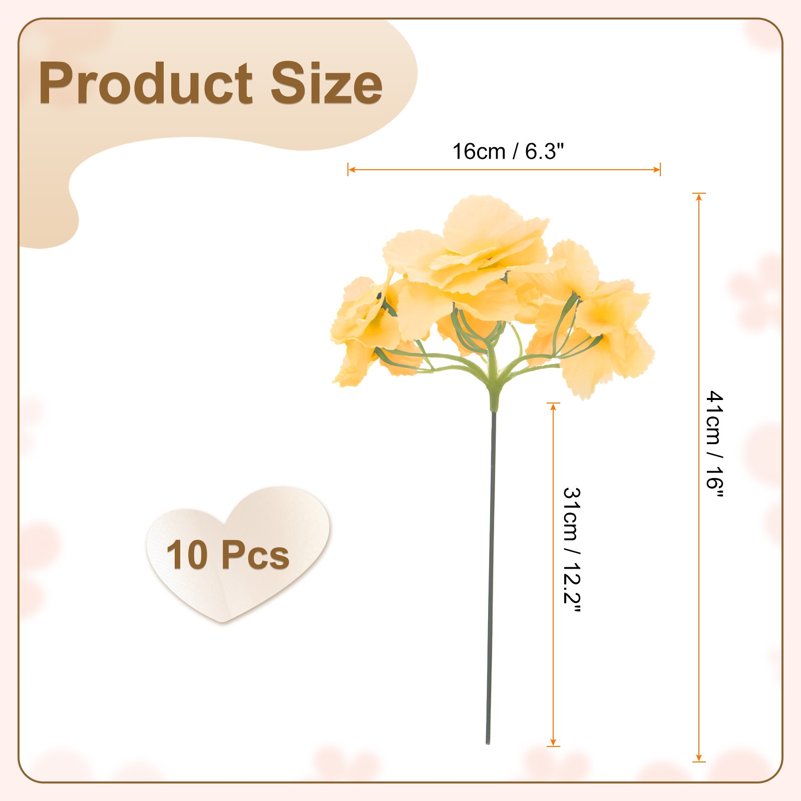 10pcs Artificial Hydrangea Flowers 16″ Silk Faux Hydrangea Flower, Yellow