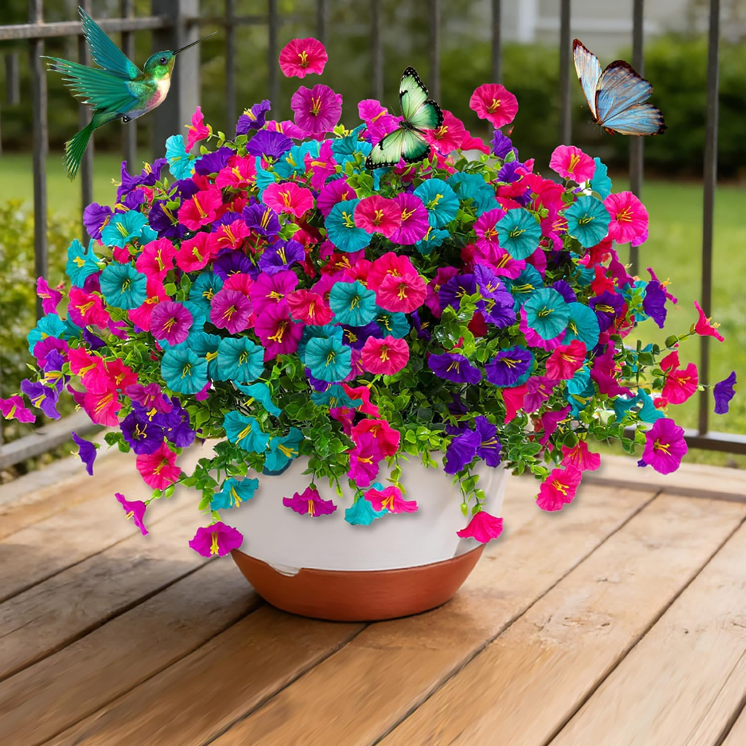 Artificial Flowers for Outdoors, 20 Bundles UV Resistant Faux Flowers for Outdoo