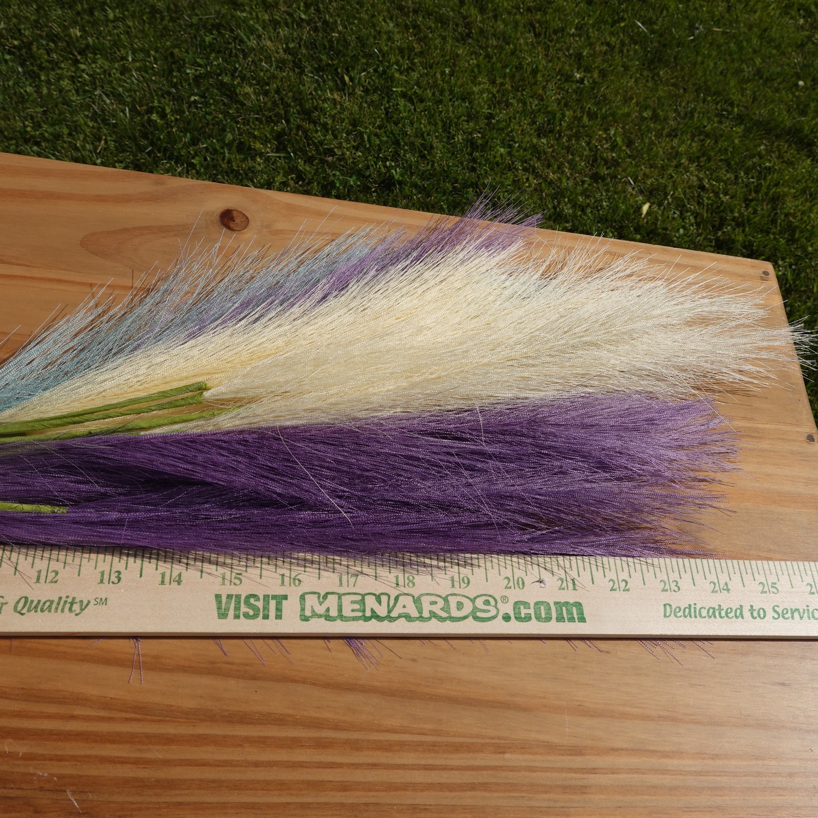 Purple Teal Ivory Faux Pampas Grass Bundle | 4 Artificial Pampas Stems | 24 Inch