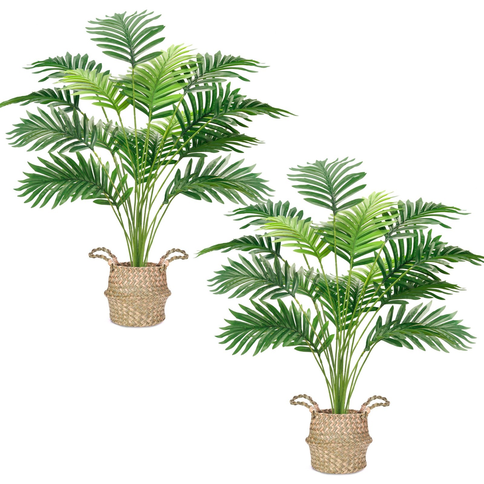 28″ Faux Areca Palm Tree – 2 Pcs Large Fake Potted Plant for Indoor/Outdoor Deco