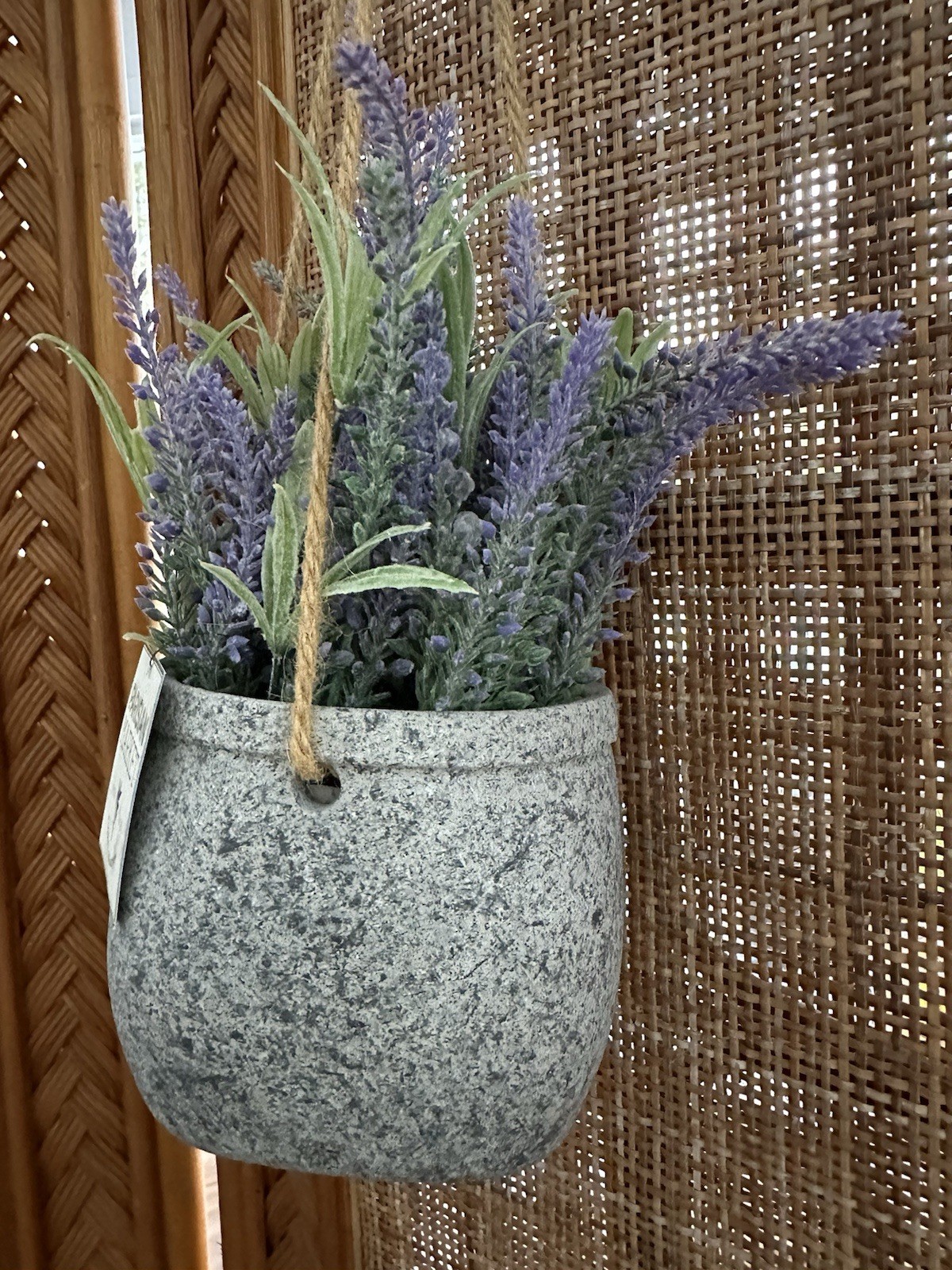 Lavender Plant Stoneware Pot Hanging Faux Lavender Flowers Decor Parisian Market