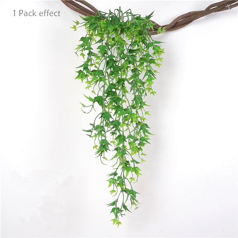 Artificial Hanging Vines, Fake Vine Plastic Plants Sweet Potato Leaves Ivy UV…