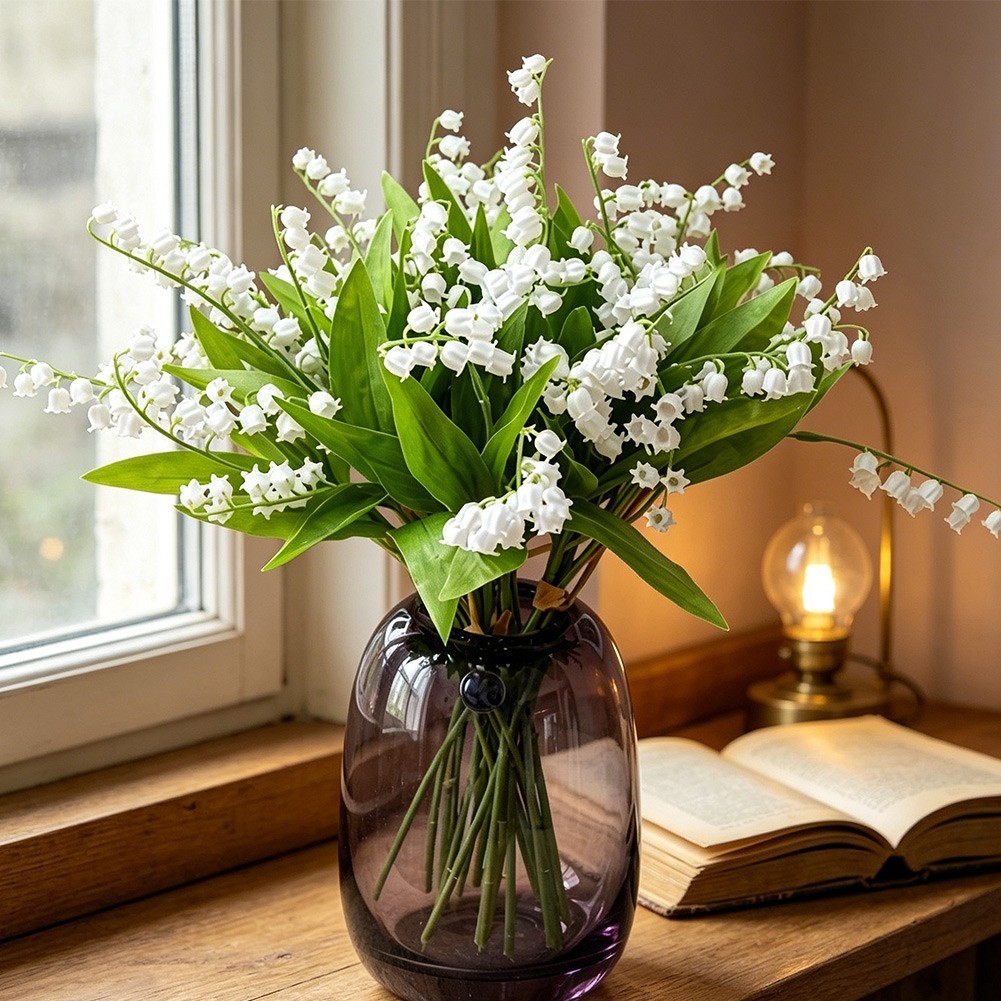 Lifelike Plastic Bellflower and Lily of the Valley Faux Flowers for Styling