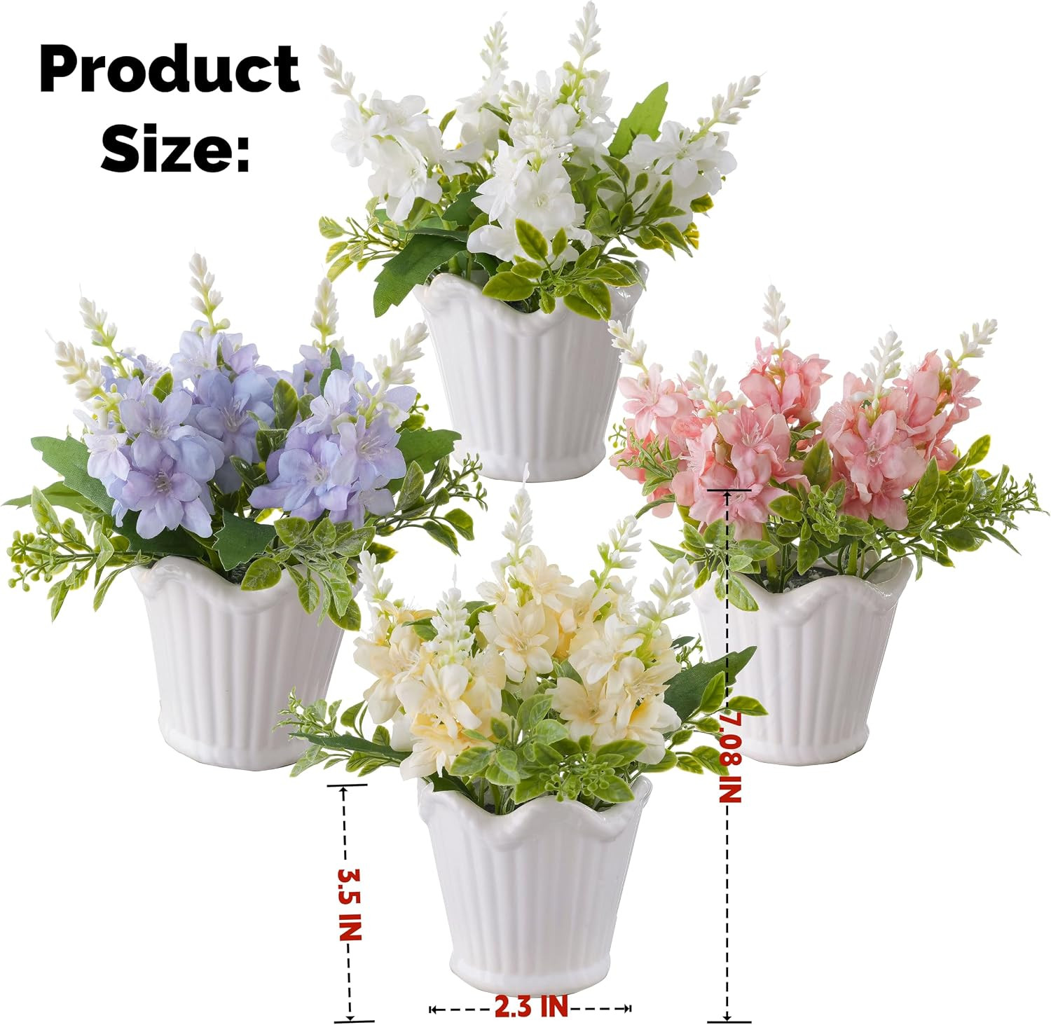 4PCS Faux Spanish Dagger Flowers in Ceramic Pot – Spring Table Decor