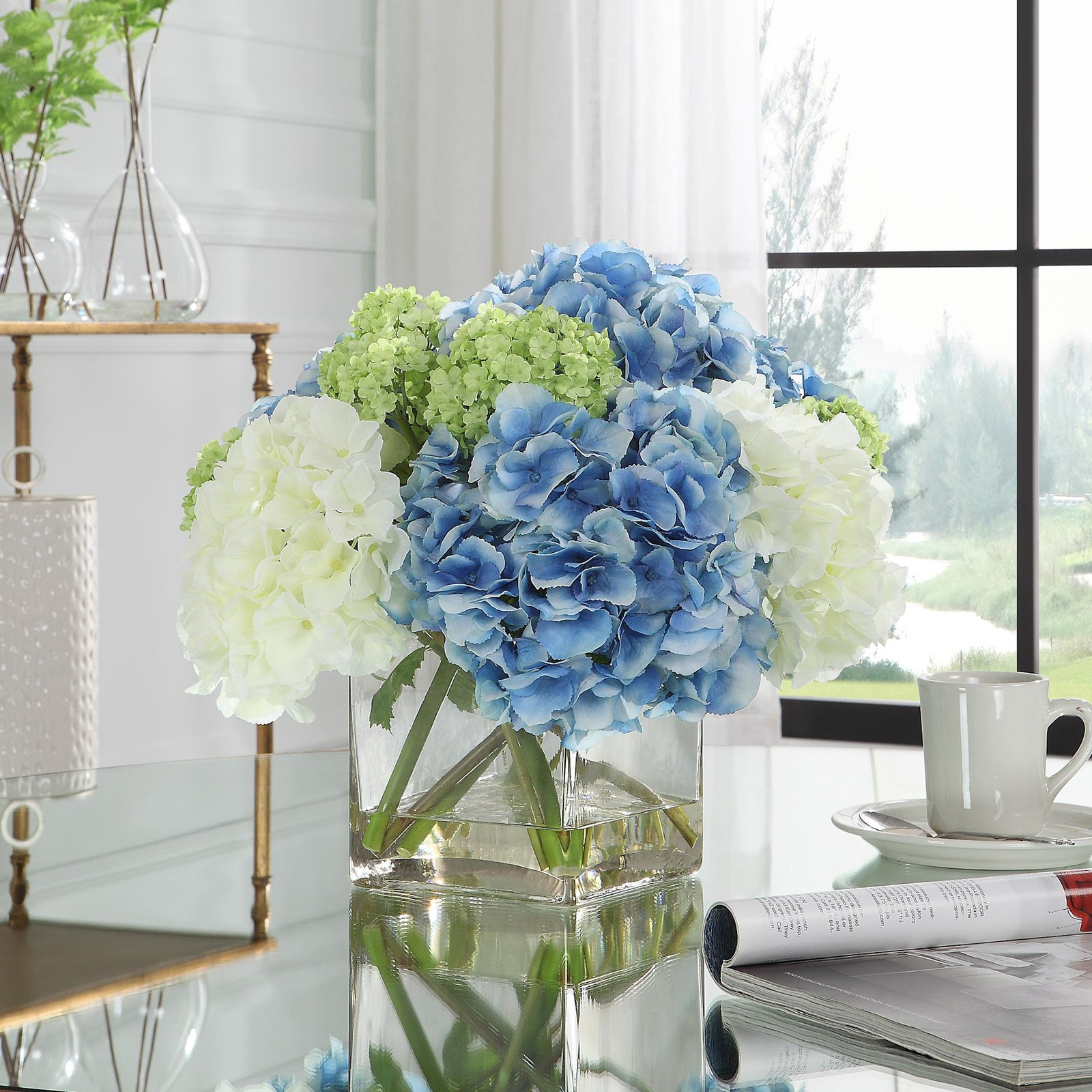 Uttermost 60200 Providence Hydrangea 13-5/8″ Tall Glass Faux – Clear