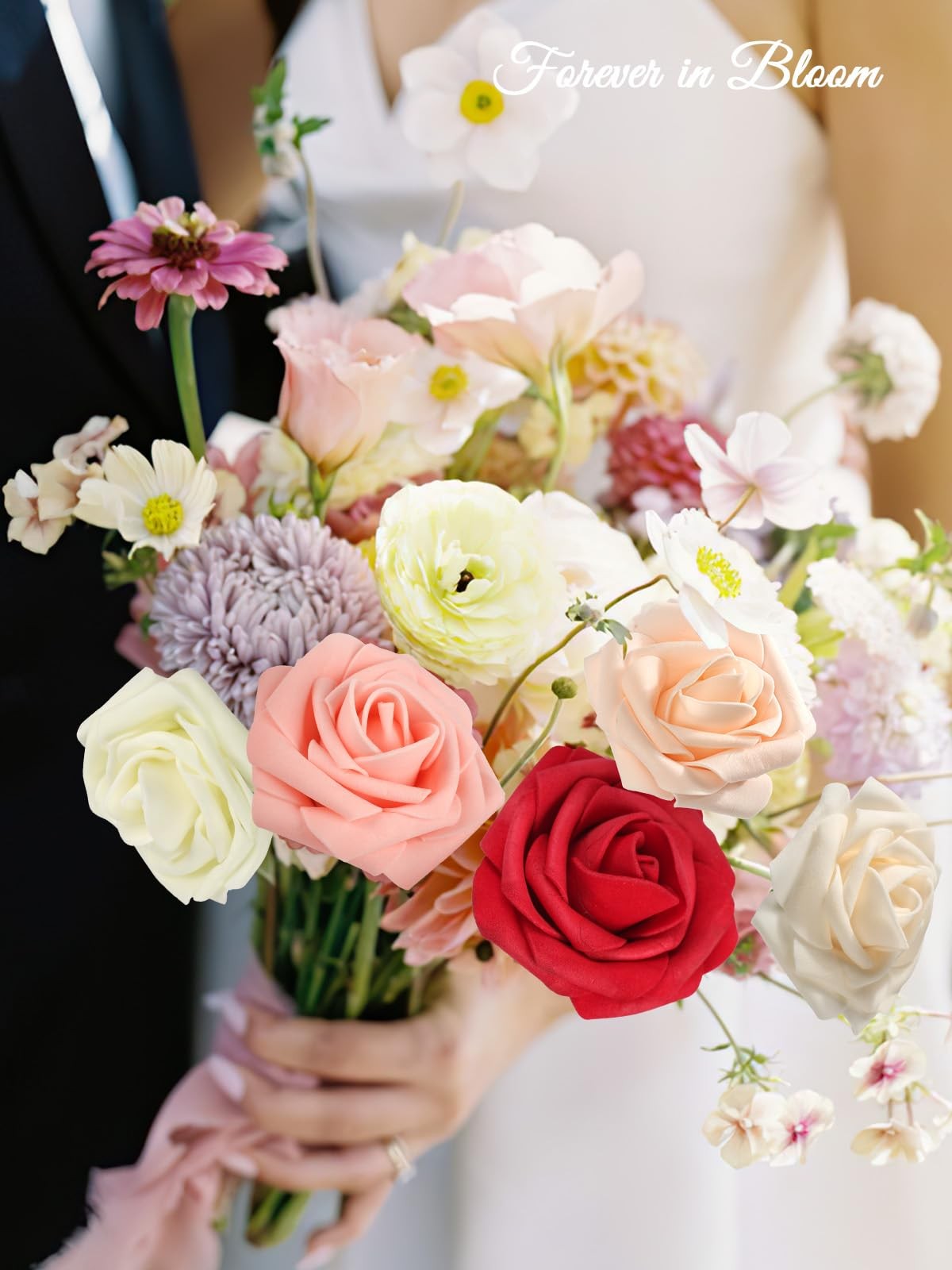 MACTING Artificial Flower Roses, 30pcs Real Touch Fake Foam Roses for Valentines