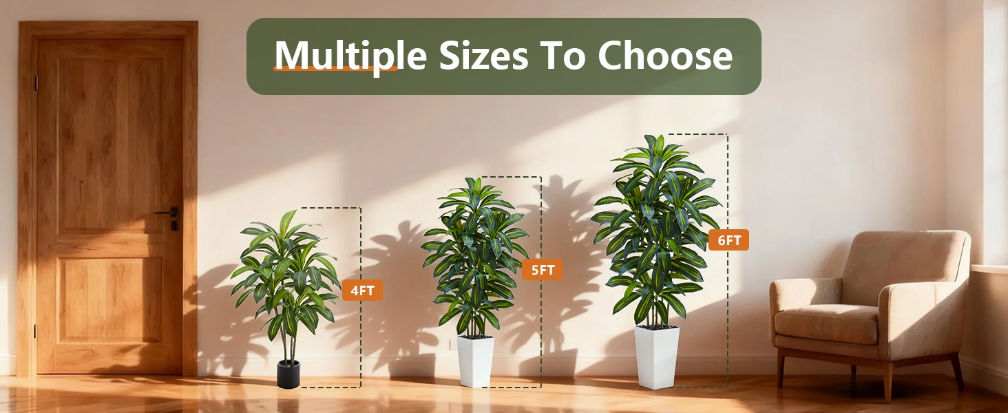 Artificial Dracaena Tree：5FT Faux Silk Tropical Yucca Floor Trees Realistic Fake