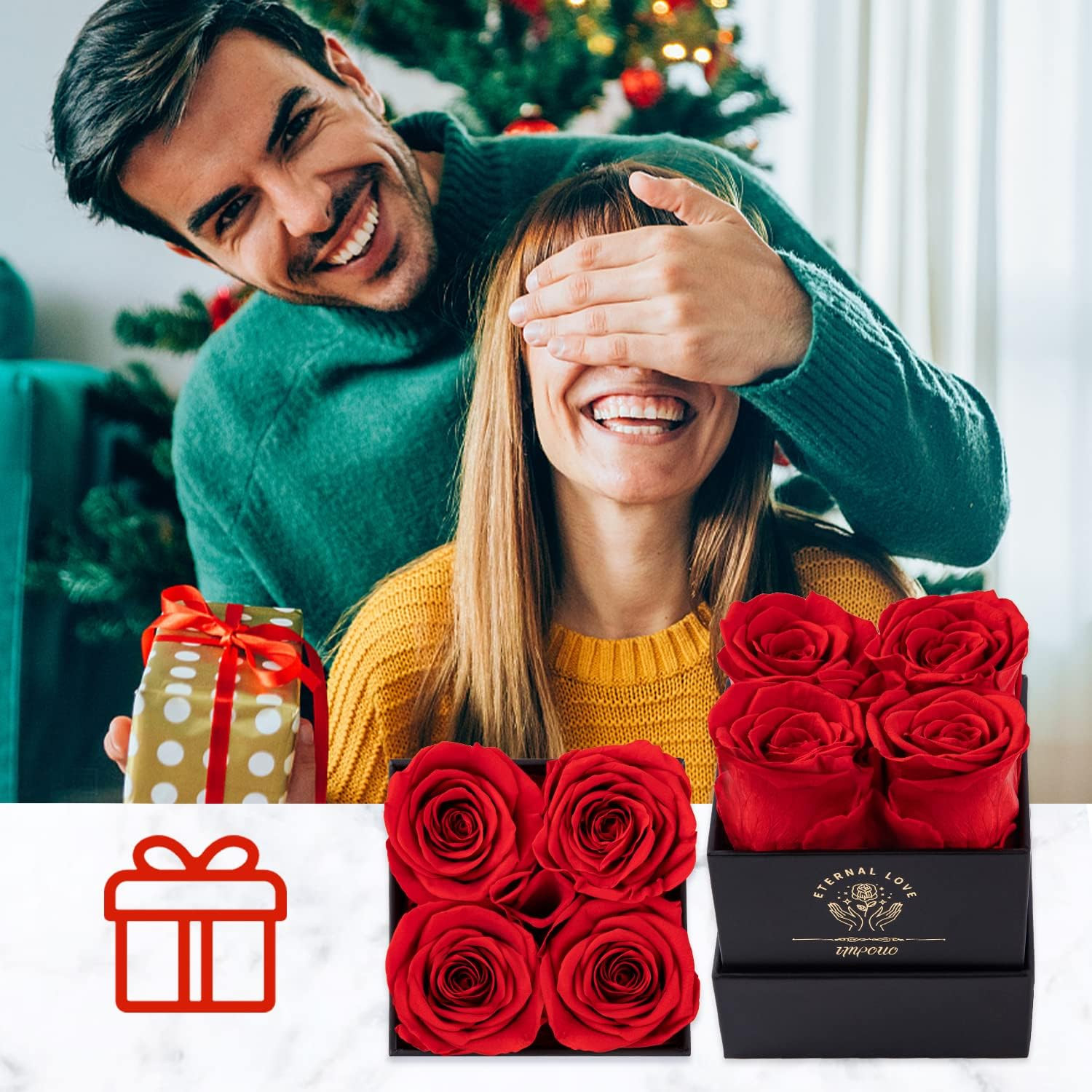 Preserved Rose, Mothers Day Roses in a Box, Forever Preserved Roses Gift for Mom