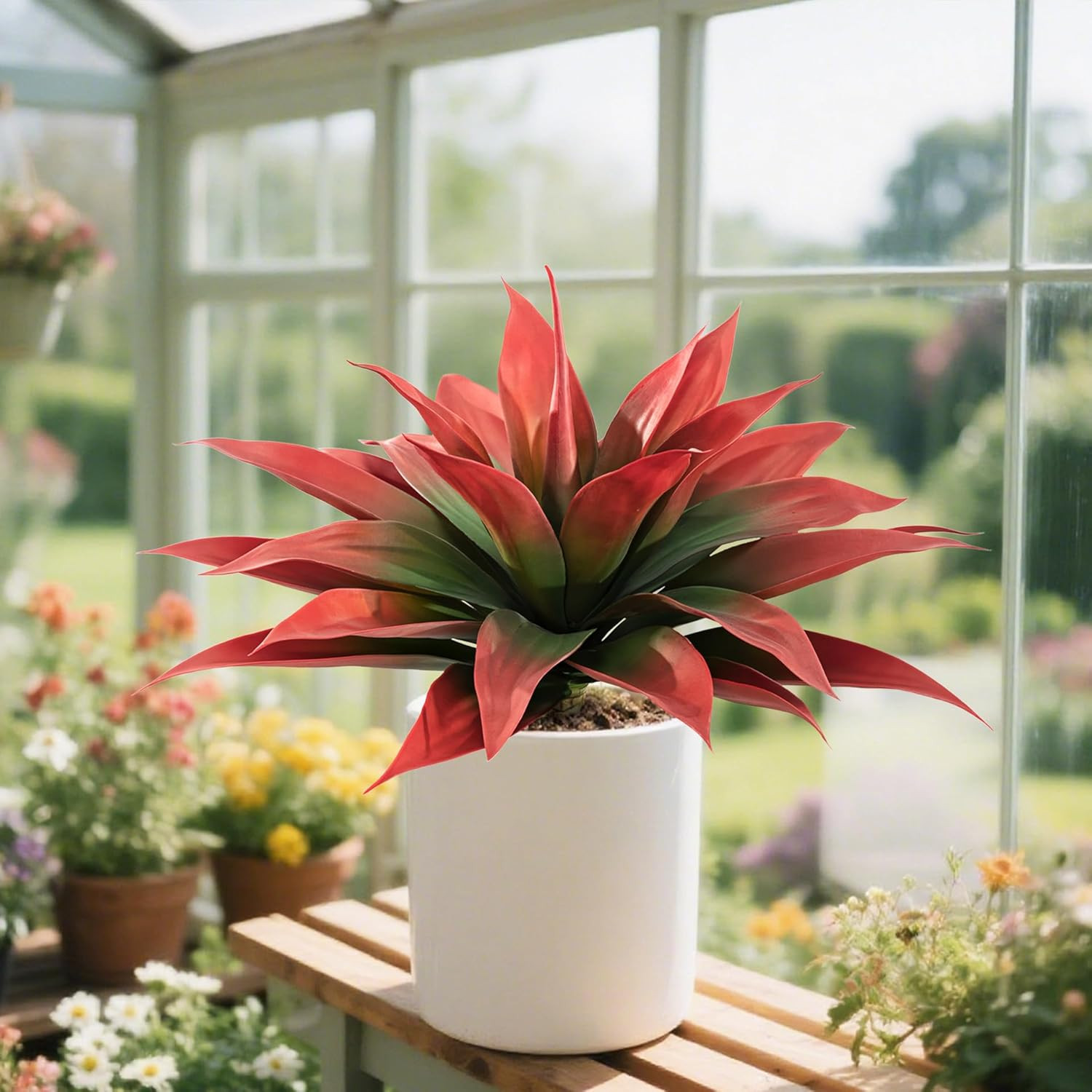 28″ Artificial Agave Plants – Set of 2 Faux Greenery for Home & Outdoor Decor