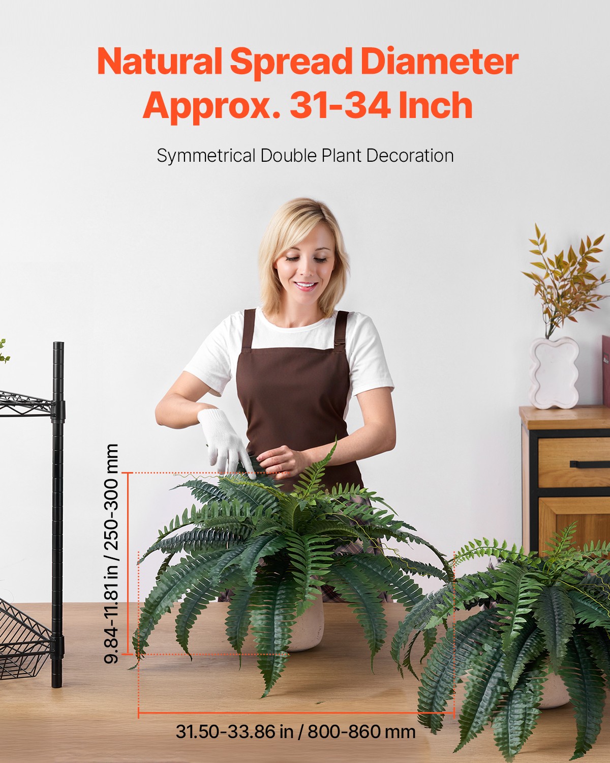 VEVOR 2 Pcs Artificial Boston Ferns Plastic Fern 30Branches Indoor Outdoor Decor