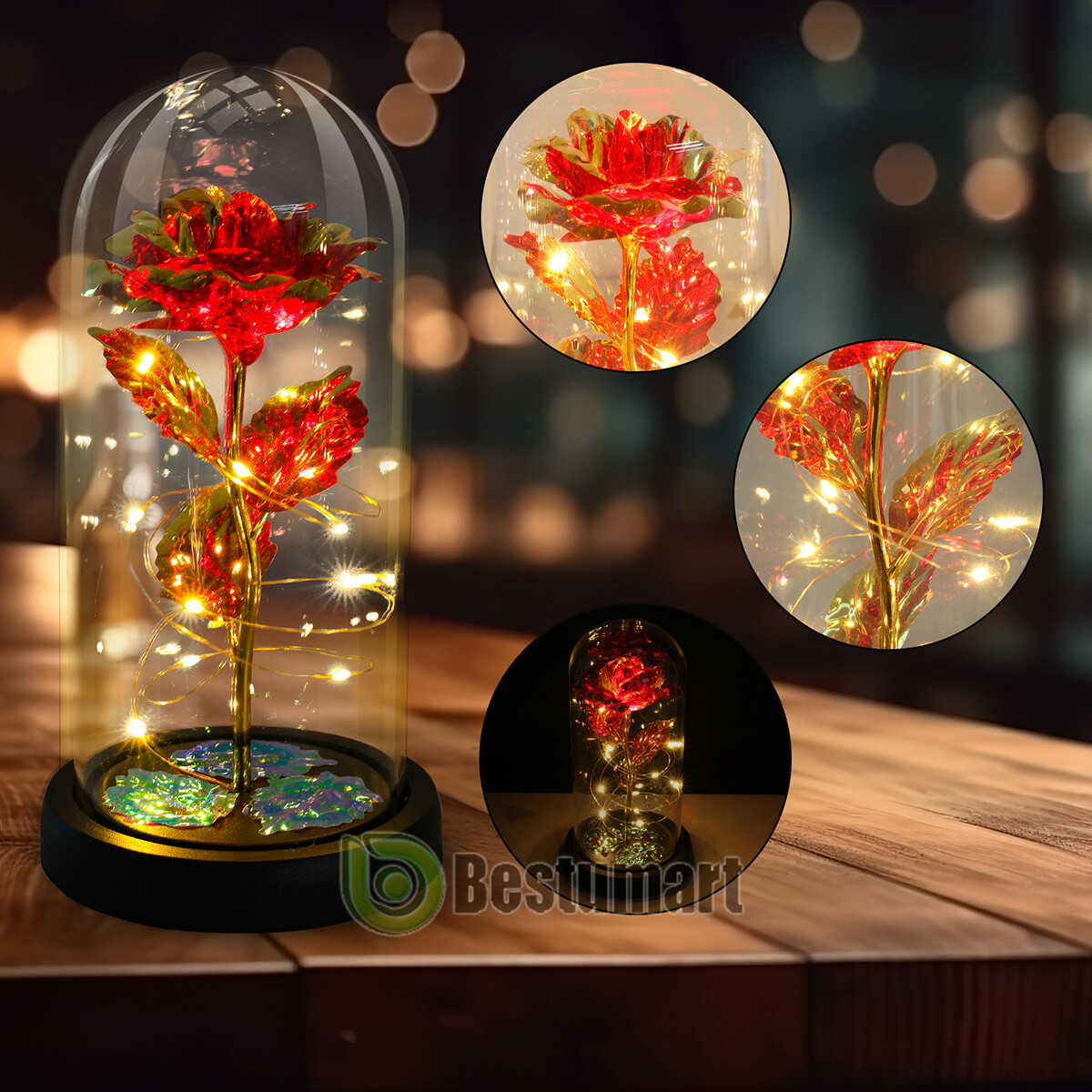 Valentines Day Gifts for Her – Crystal Galaxy Enchanted LED in Glass Rose Gifts