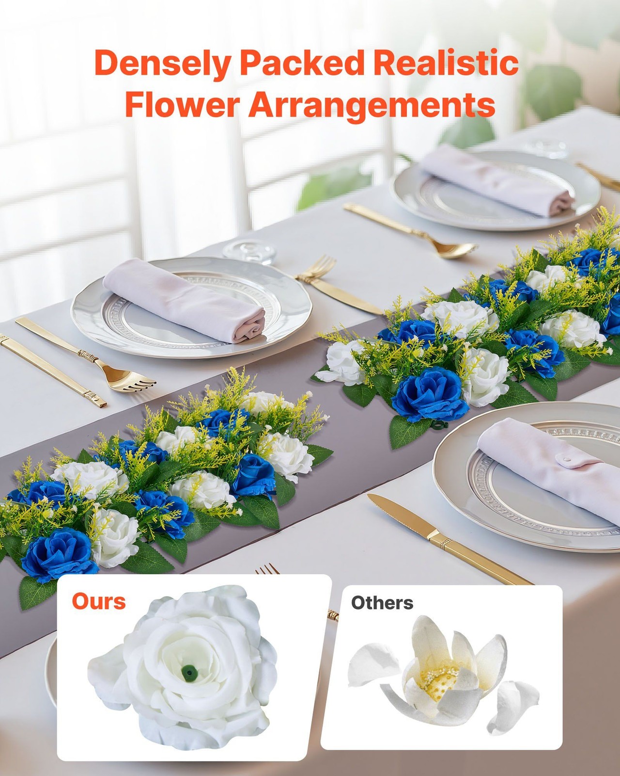 Natural Vivid Artificial Flower Balls 10PCS, 19.7×8.7in, Elegant Event Decor