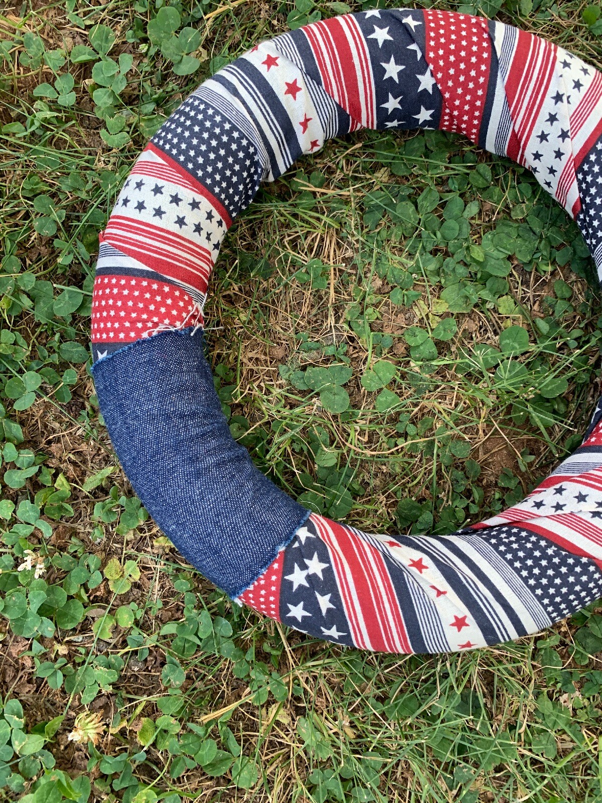 Vintage Handmade PATRIOTIC USA FLAG 4th of July Door Wall Wreath Art 10″❤️ sj17j