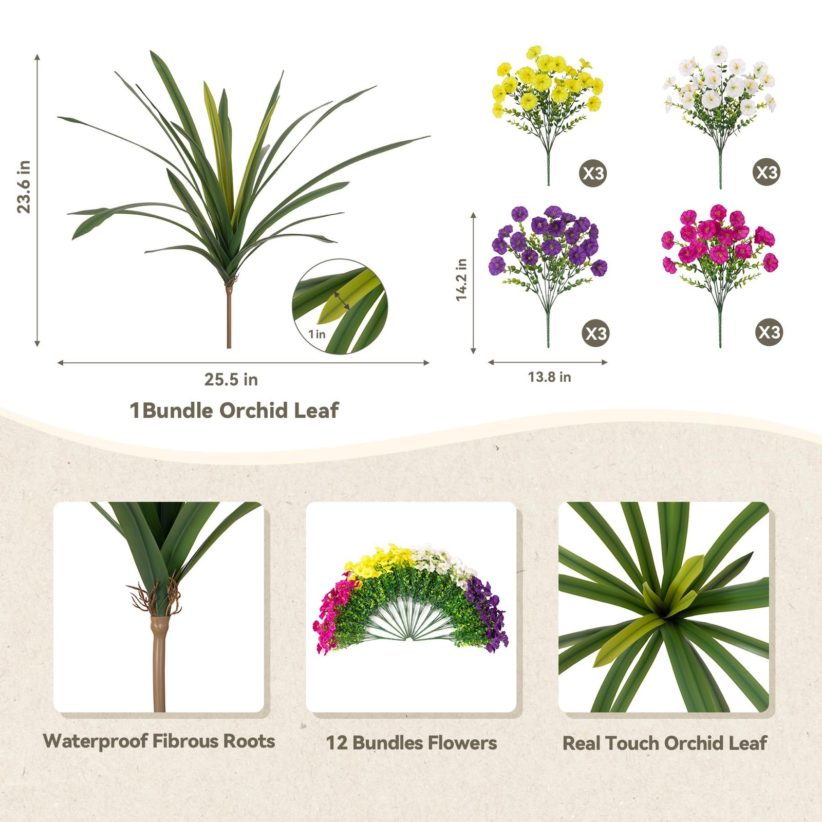 New INXUGAO Artificial Flowers for Outdoors Fake Plants Outside, 12 Bundles Silk