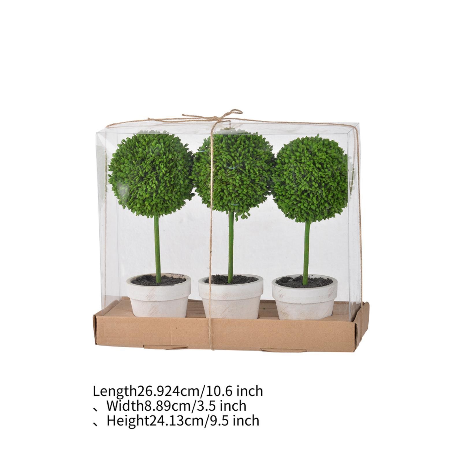 Decorative Faux Plants Set Plastic Topiary Home Office Green Plant Ornament for
