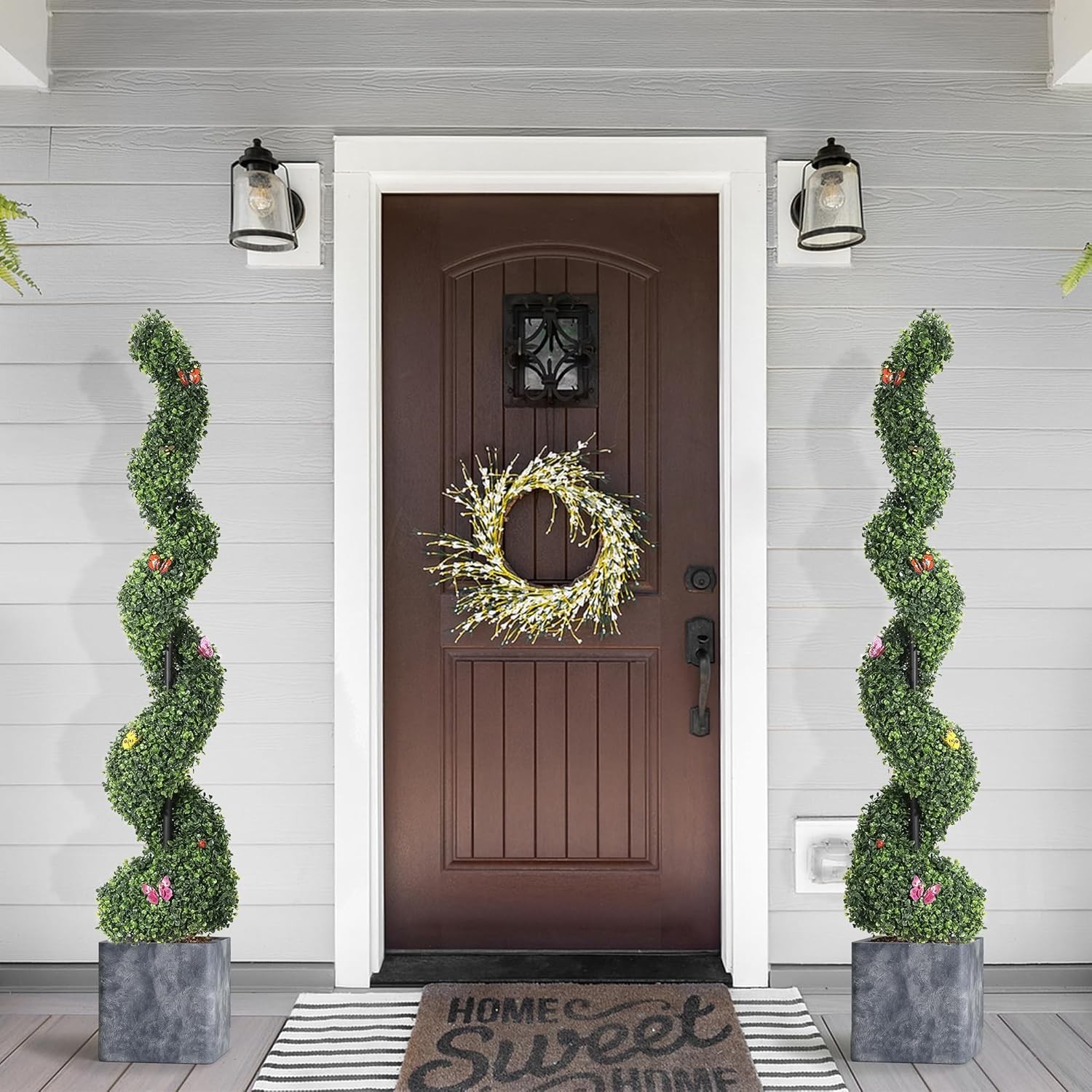 2x 5’ Artificial Topiary Rosemary Spiral Tree UV Indoor Outdoor Realistic Plants