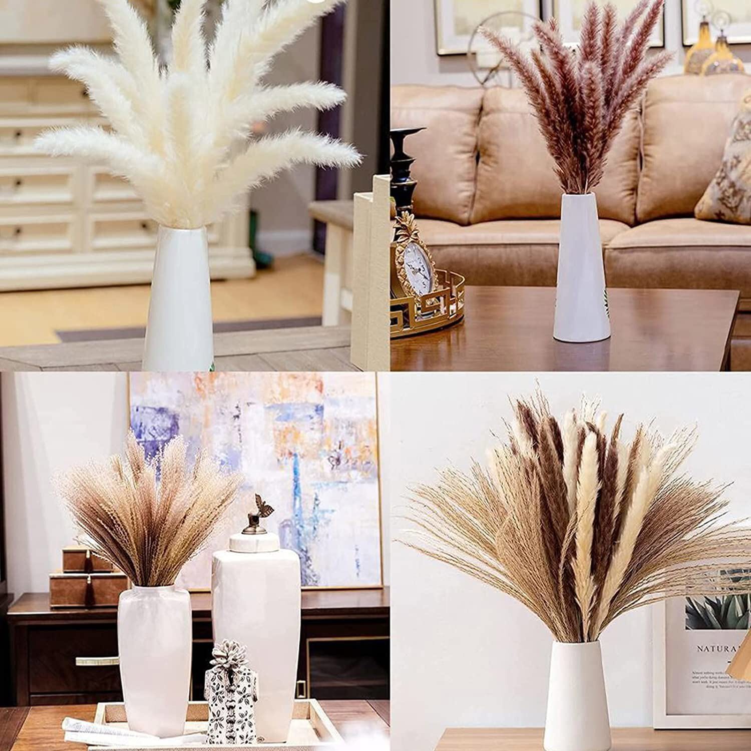 Natural Dried Plants Flower Bouquet Pampas Grass Reeds for DIY Boho Decor Home