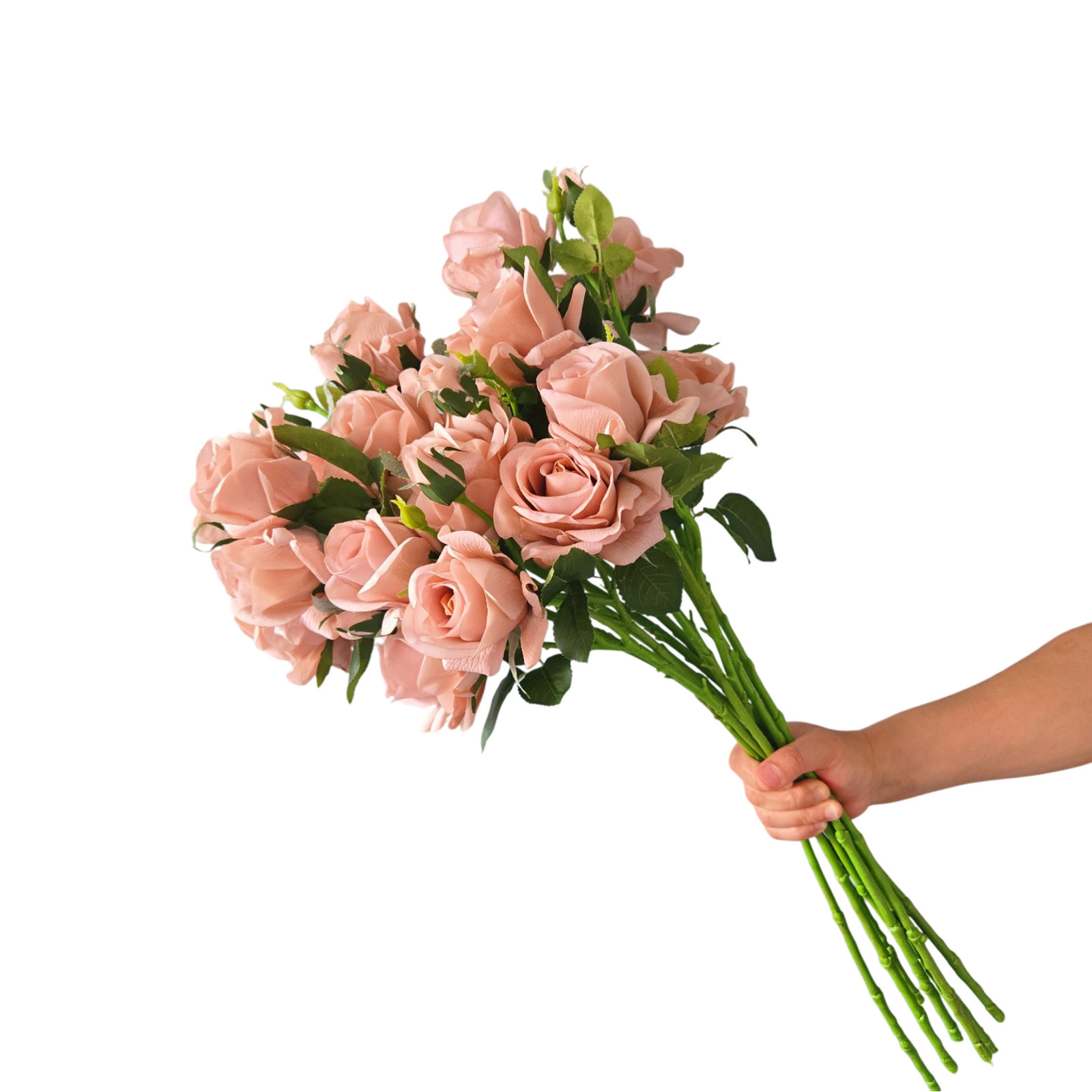 10pcs Artificial 3-Head Dark pink rose Each Stem Features 2Full Blooms and 1bud