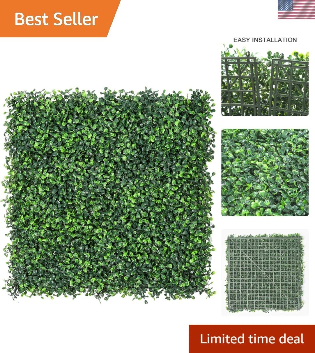 12 Pieces 20″x 20″ Artificial Boxwood Panels Topiary Hedge Plant, Privacy Hed…