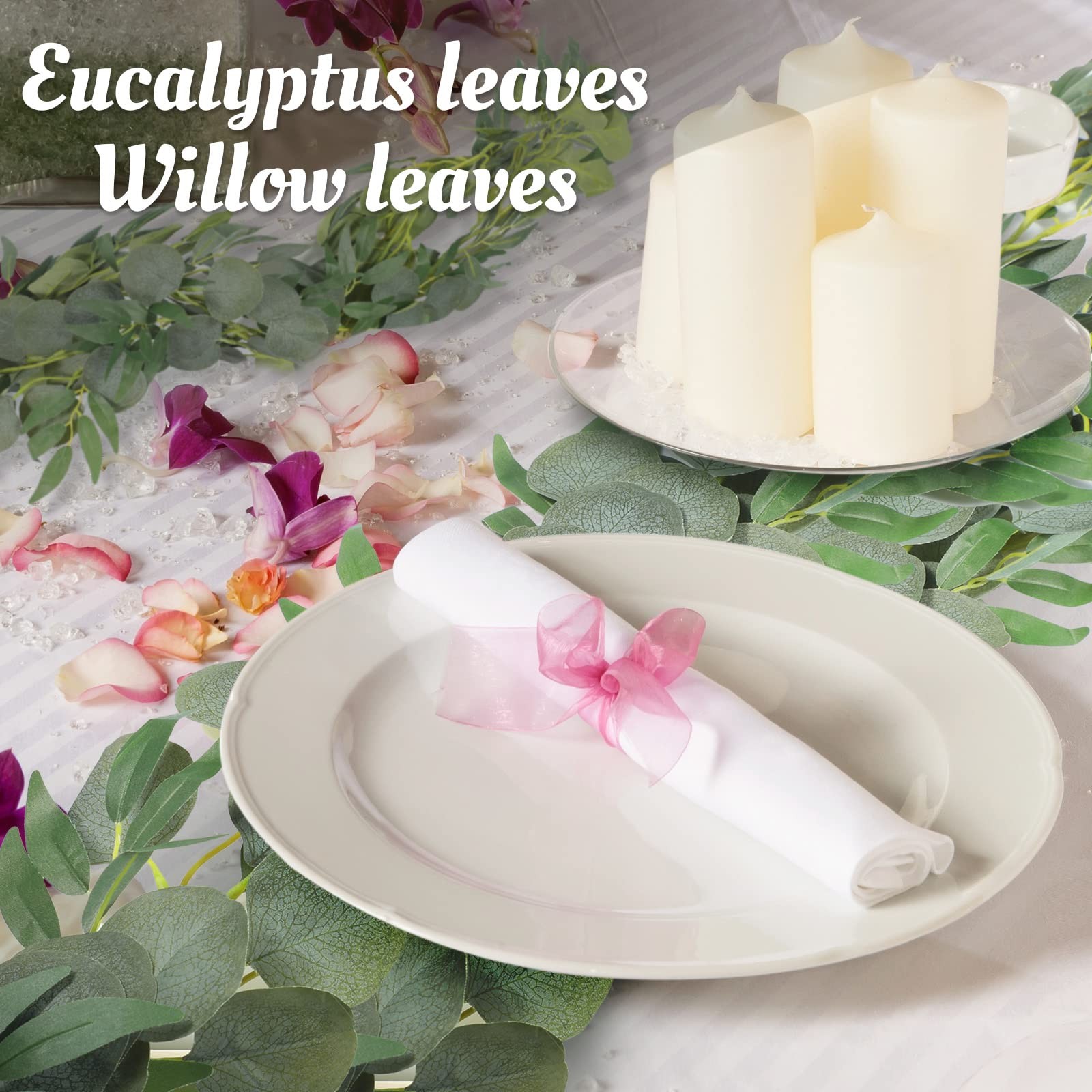 10 Pack Artificial Eucalyptus Garland with Willow Leaves 6.4 ft Artificial Gr…