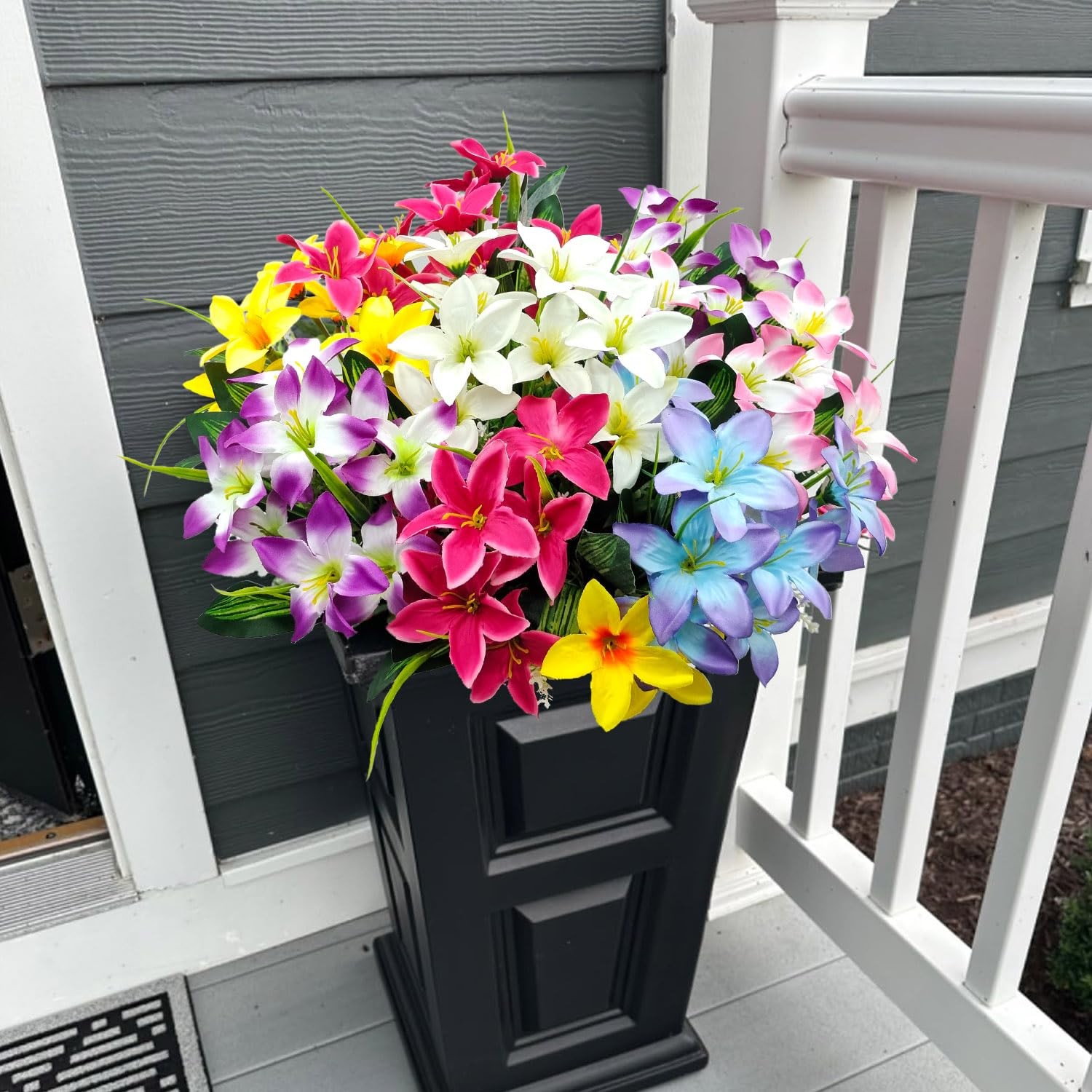 Artificial Fake Flowers for Outdoor Decoration, 8 Bundles UV Resistant Artifi…