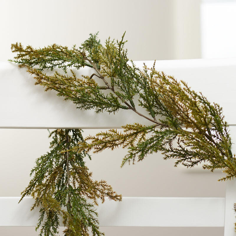 Set of 2 Artificial Weatherproof Cedar Juniper Garlands – Over 11 feet, Total