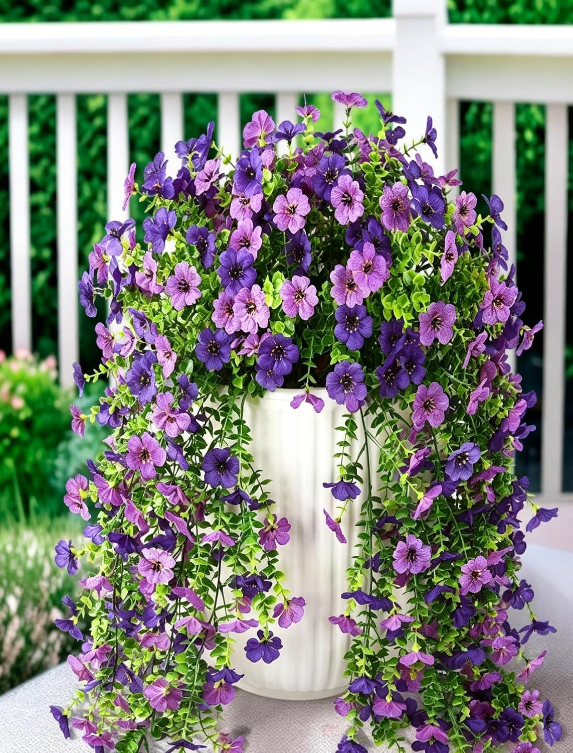 Violet Eucalyptus Faux Silk Flowers – 2 Packs UV Resistant Outdoor Decor