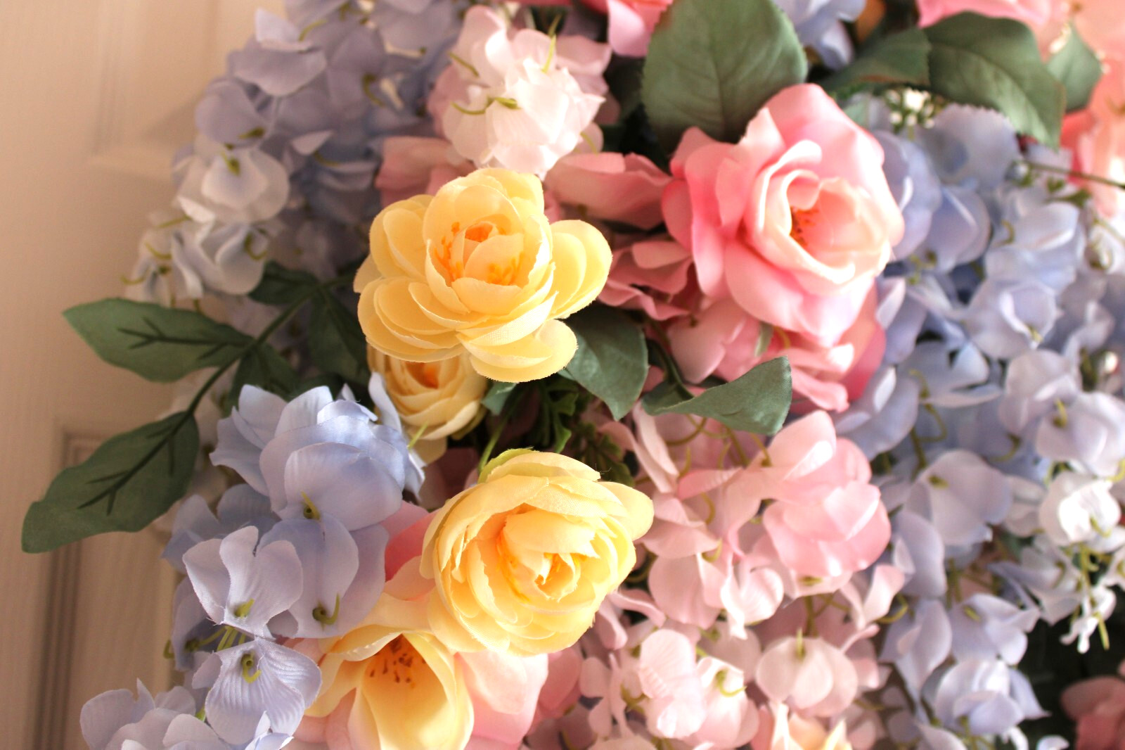 Purple & Pink Wisteria Grapevine Wreath Faux Flowers Pink Roses Ranunculus Chic